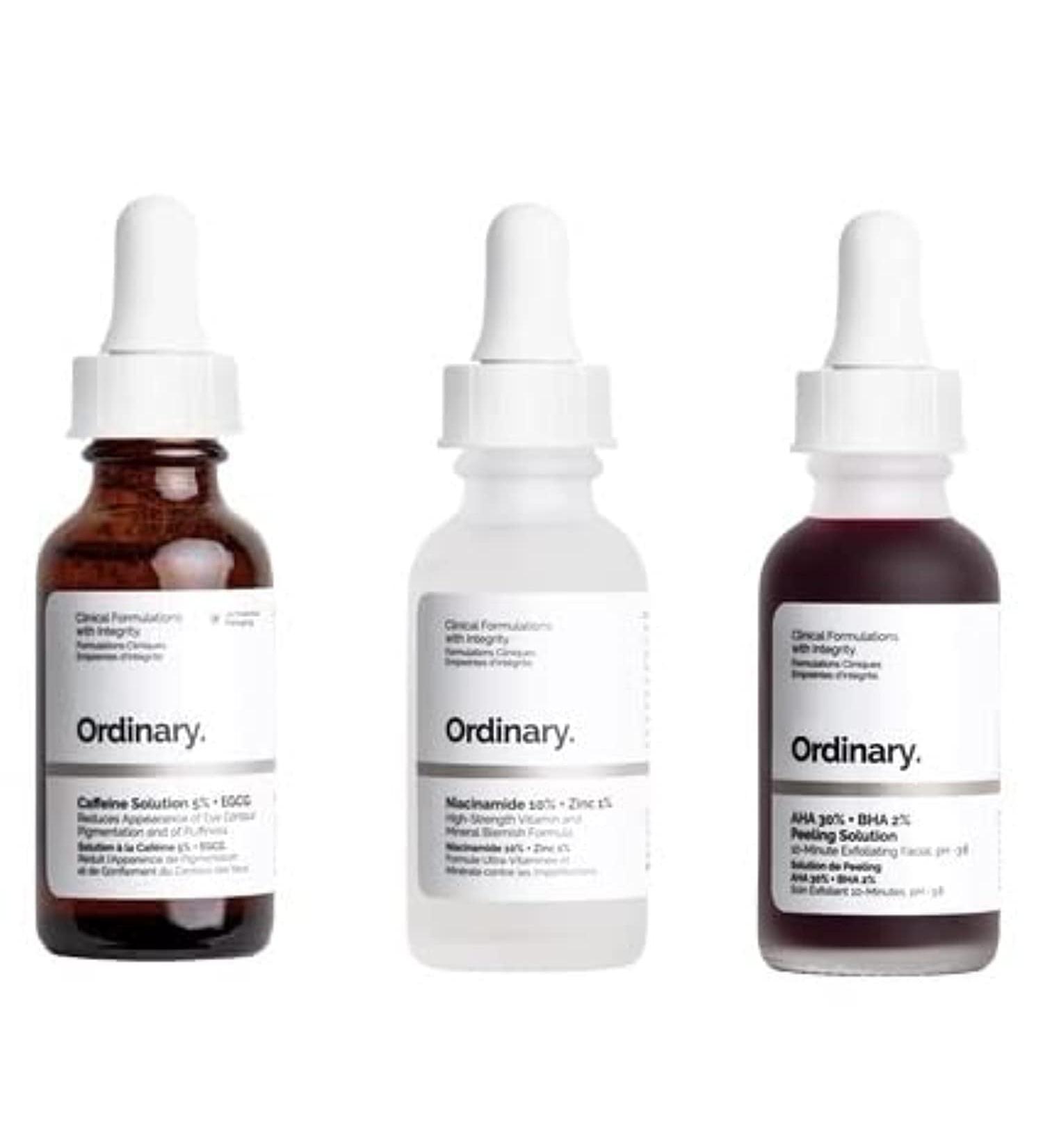 Ordinary Face Serum Set: Caffeine + AHA + BHA + B5 + Niacinamide + Zinc | Fight Blemishes, Improve Texture & Radiance - Buy Online on SooperMarket.com