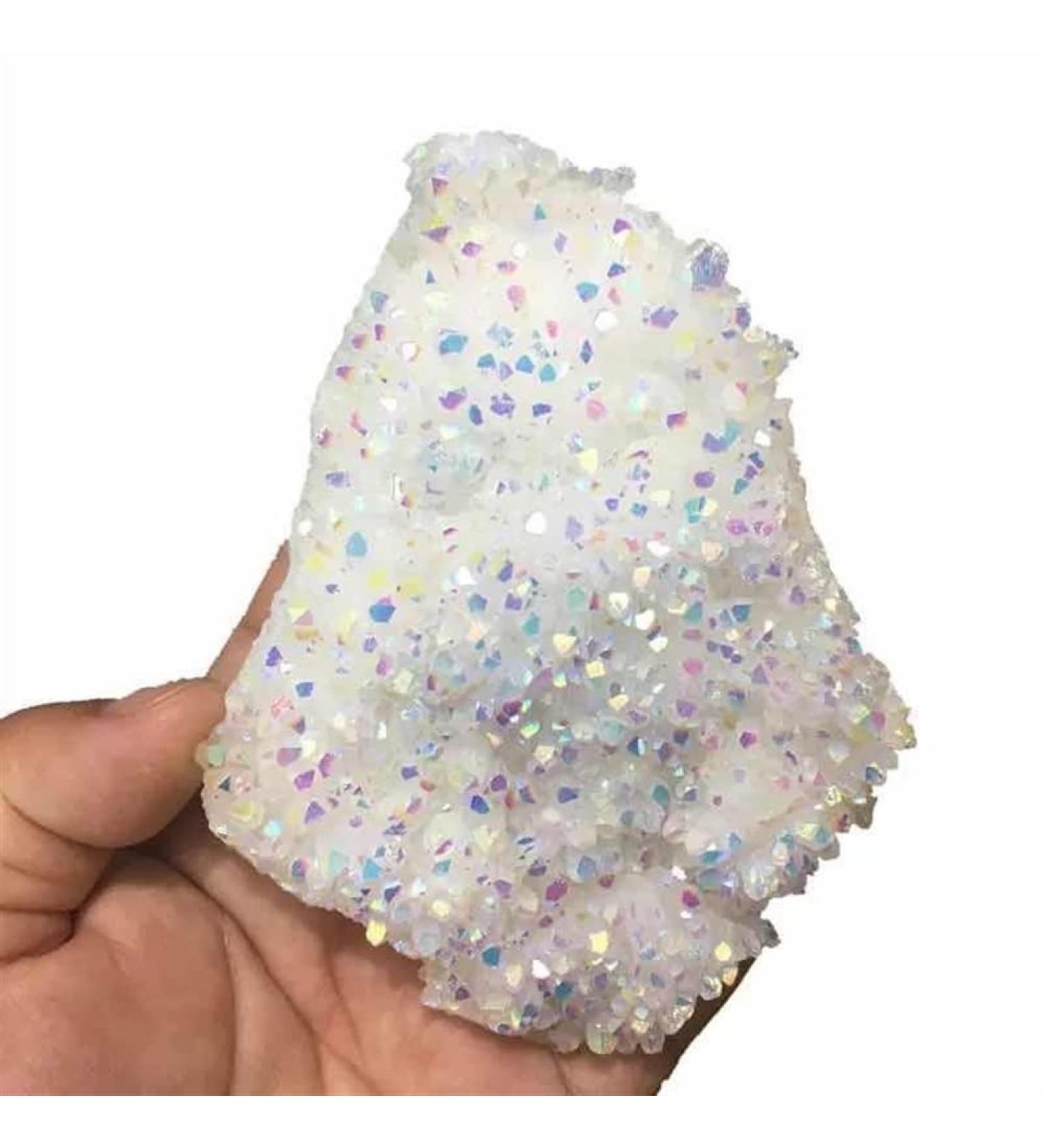 200g-280g Natural Rainbow White Aura Angel Quartz Crystal Stone Cluster 1pc HOMEZHOU - Buy Online on SooperMarket.com