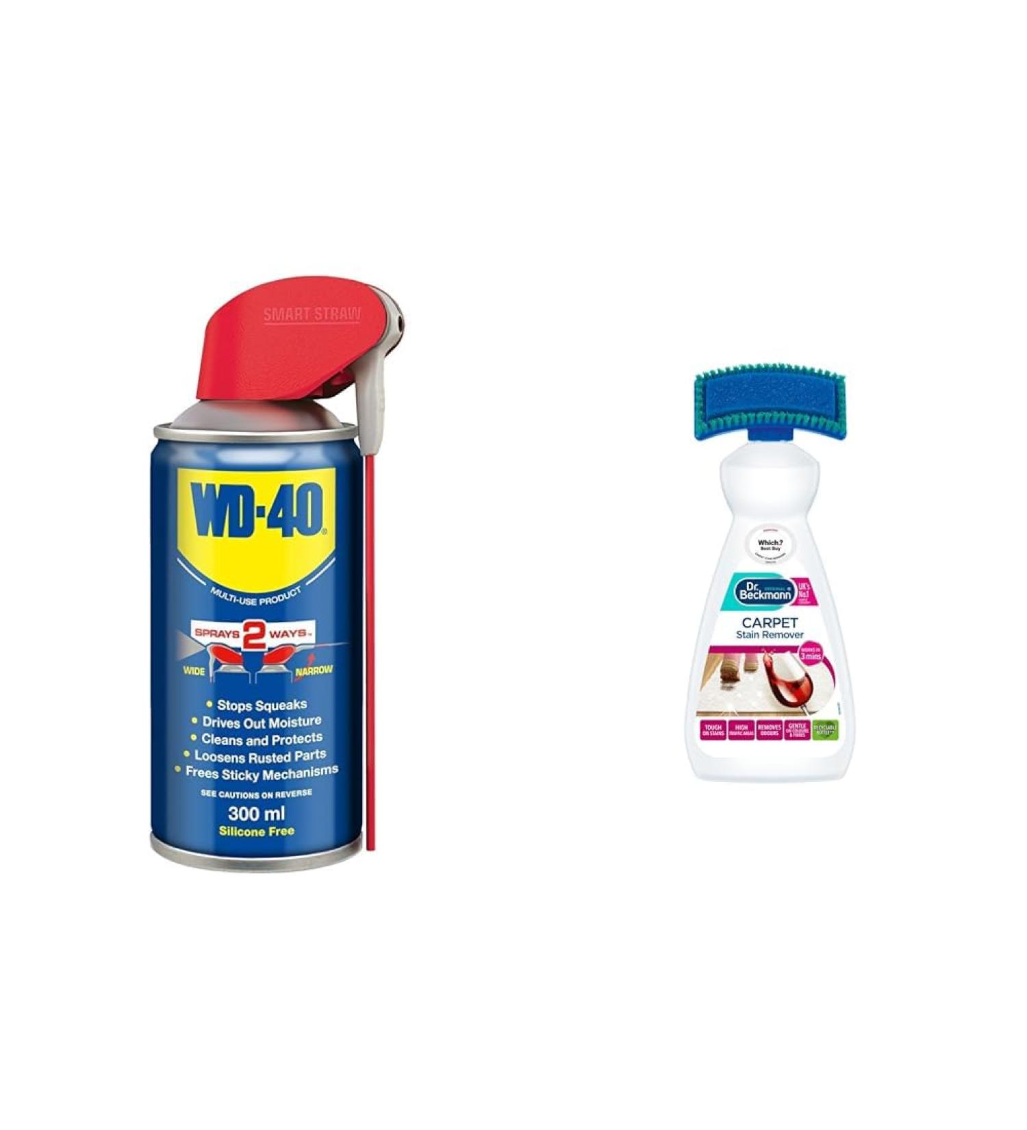 WD-40 Multi-Use Product Smart Straw 300 ml - The Ultimate All-Purpose Lubricant for Home & Workshop Use & Dr. Beckmann Carpet Stain Remover | Works in 3 mins | 650 ml - Buy Online on SooperMarket.com