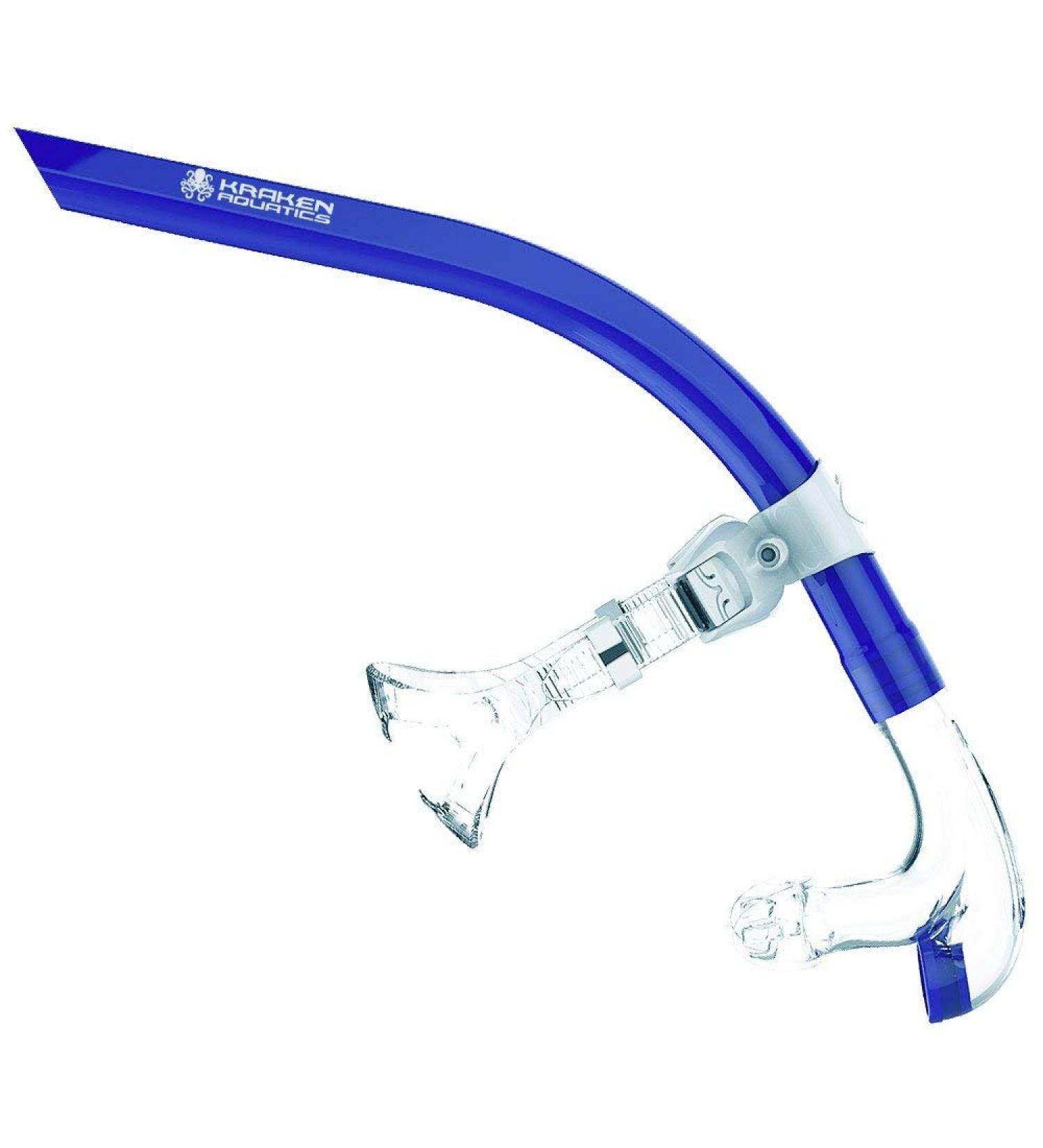 Kraken Aquatics Swim Snorkel - Adult Center Mount for Lap Swimming | Comfortable Silicone Mouthpiece | One-Way Purge Valve | Blue - Buy Online on SooperMarket.com