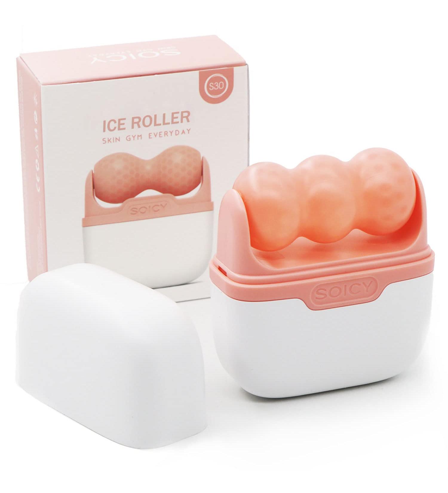 Ice Roller for Face and Eyes - Facial Skin Care Tool with 2-in-1 Roller and Carry Case - Reduce Puffiness, Relieve Migraine Pain - Women's Gift (Pink) - Buy Online on SooperMarket.com