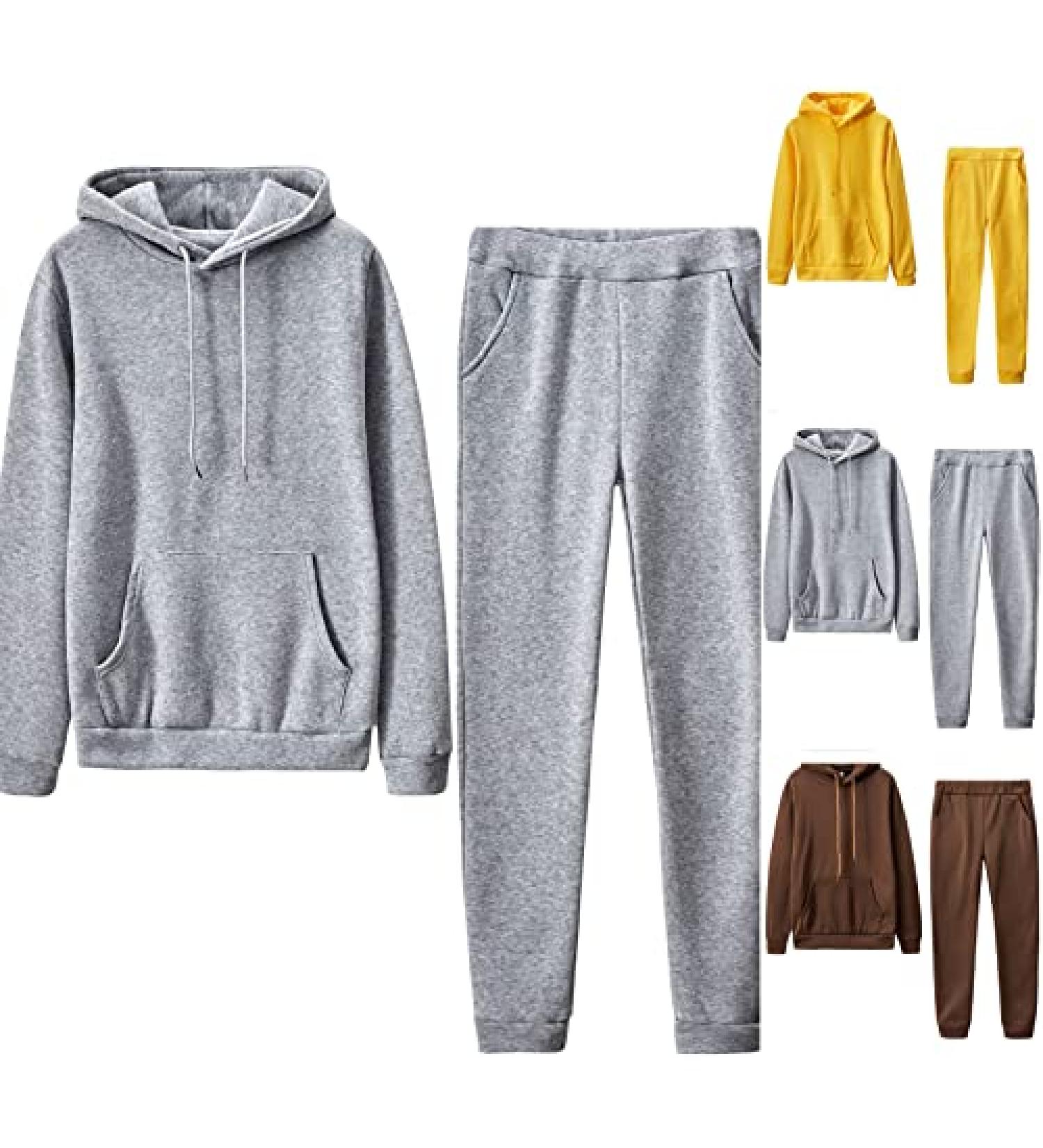 oelaio Women's Hooded Sweatshirt and Sweatpants Set | 2 Piece Tracksuit Outfit | S-3XL | Gray - Buy Online on SooperMarket.com