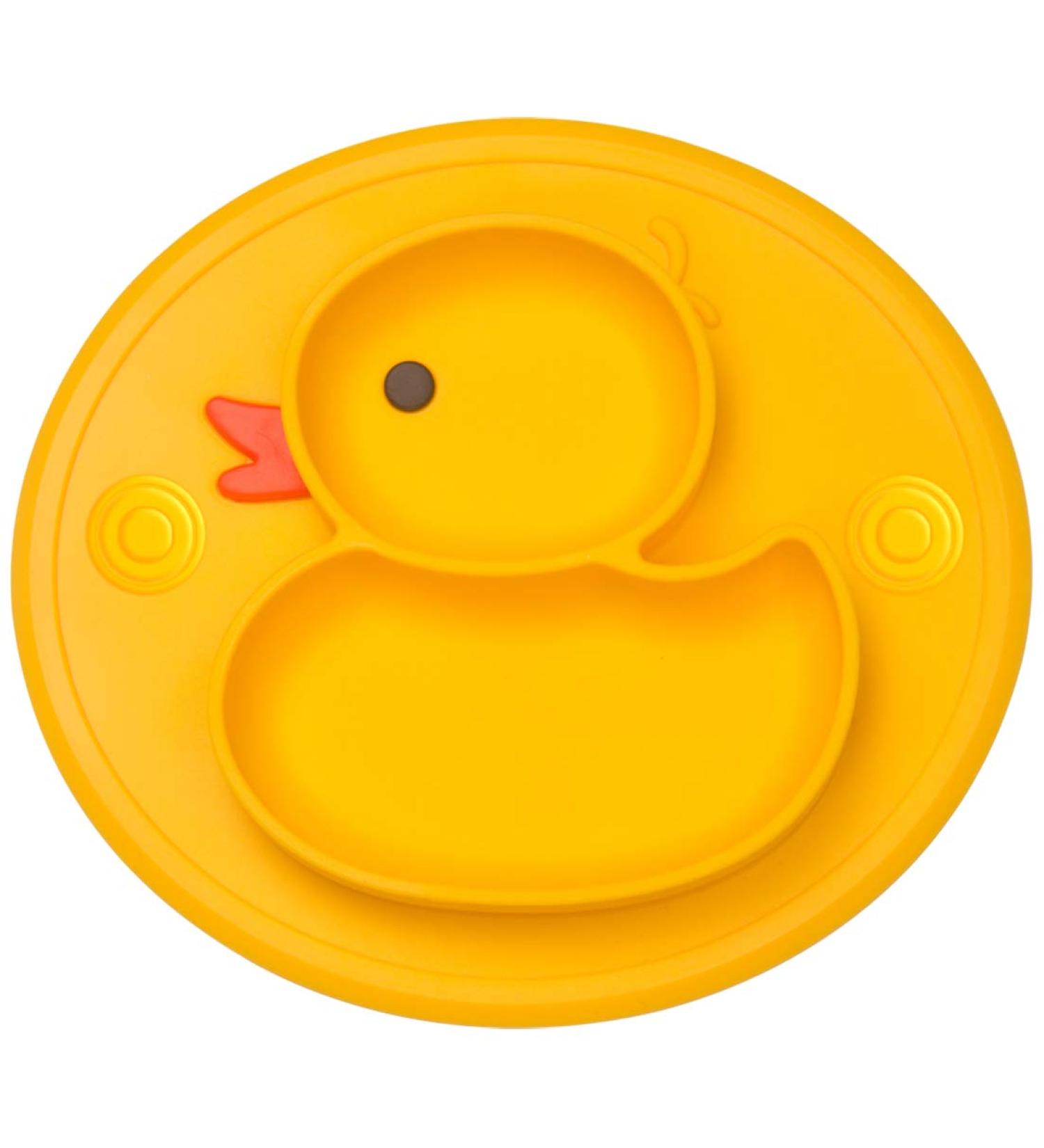 Qshare Toddler Plate - BPA-Free Suction Plate for Kids - Yellow Silicone Placemat 9x6x1.4 inch - Buy Online on SooperMarket.com