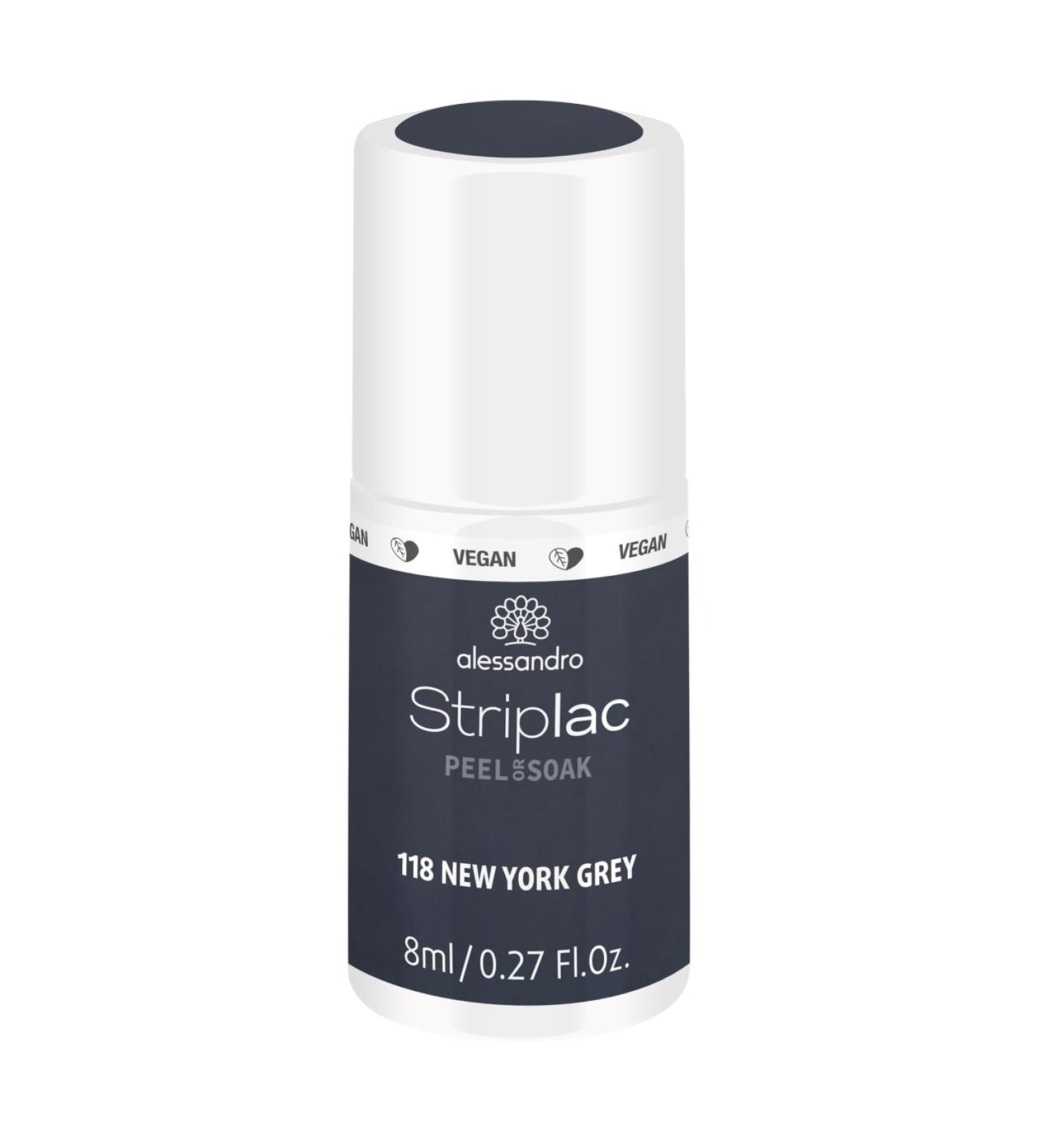 Alessandro Striplac UV Nail Polish - New York Gray | Gentle Long-Lasting Peel-Off | Vegan & Cruelty-Free | 8 ml - Buy Online on SooperMarket.com