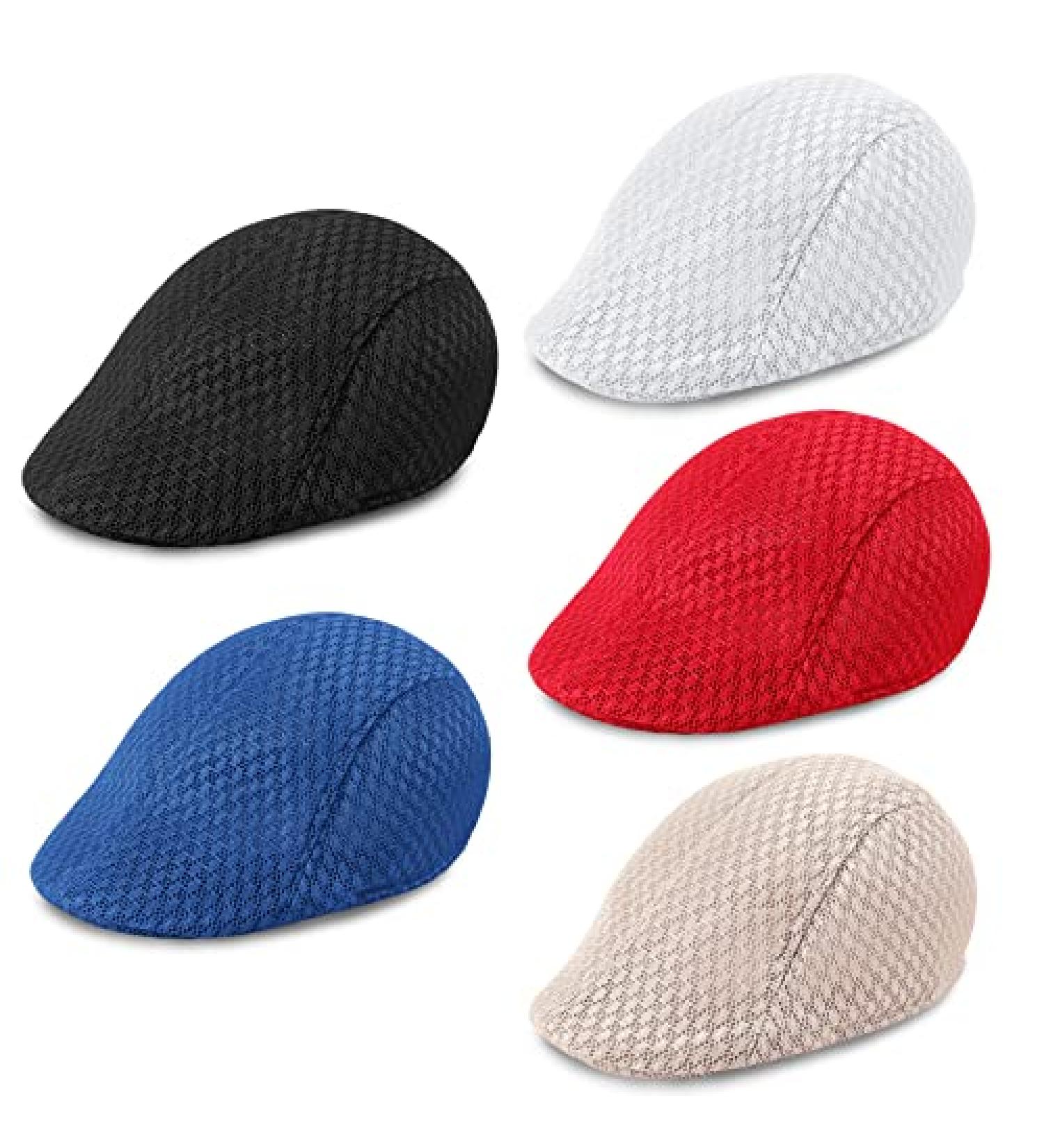 5-Pack Men's Mesh Summer Newsboy Hats - Ivy Gatsby Cabbie Beret Cap Bundle - Buy Online on SooperMarket.com