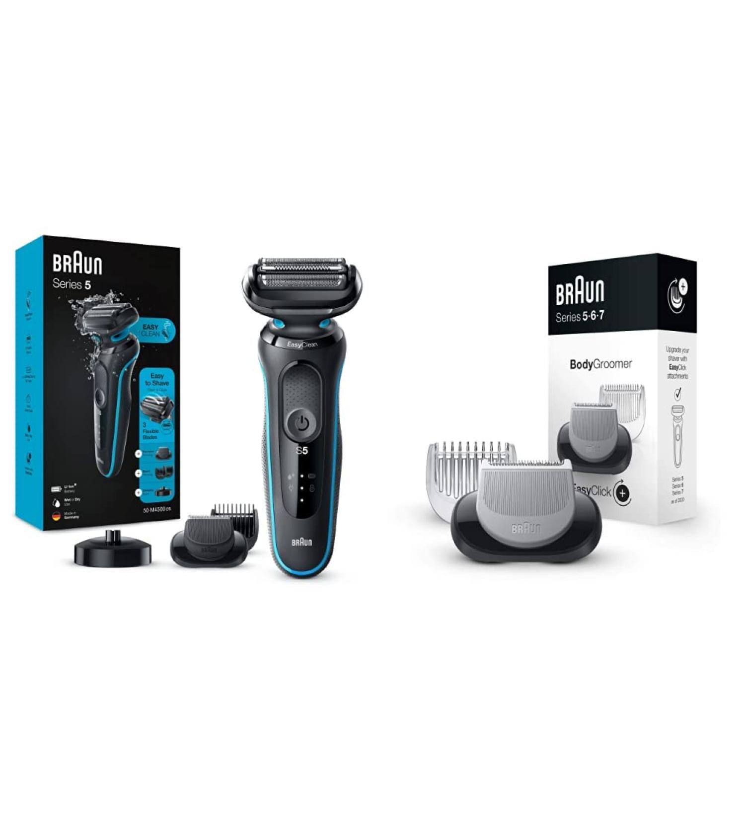 Braun Series 5cs Electric Shaver for Men - 3 Flexible Blades Body Groomer Attachment 50 Min Run Time | M4500CS - International Shipping Available - Buy Online on SooperMarket.com