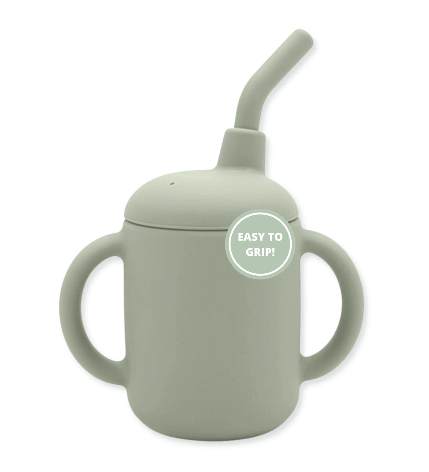LoveyLu Silicone Sippy Cup - Toddler Cup with Straw & Handles | 100% Safe Food Grade Silicone | Microwave, Dishwasher, Freezer Safe (Sage) - Buy Online on SooperMarket.com