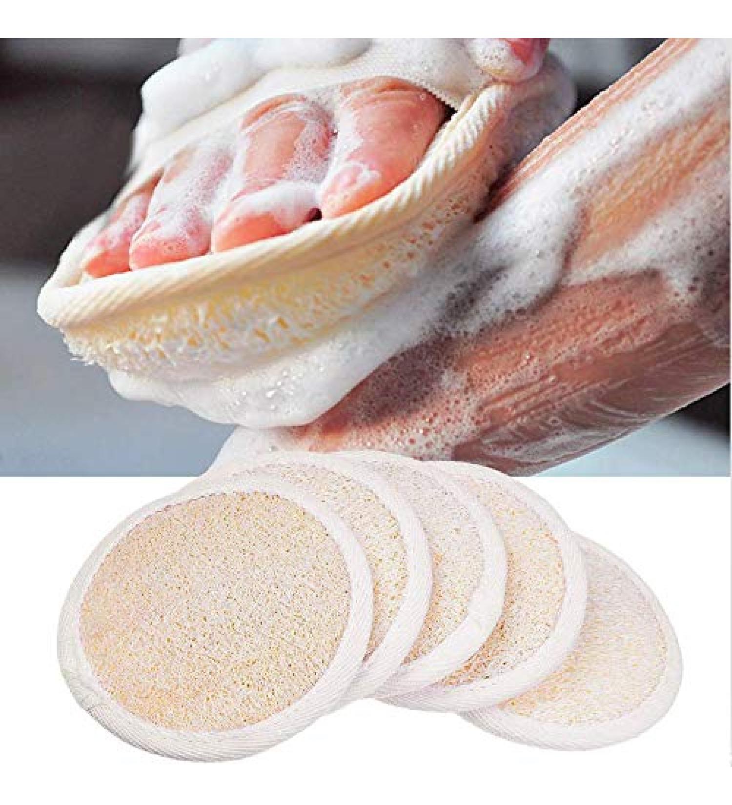 Natural Loofah Pads (Pack of 5) - Exfoliating Scrub Sponges for Shower/Bath - Essential Skin Care Product - Fibrous Texture - Face/Body Wash - Wet & Apply Soap - Buy Online on SooperMarket.com