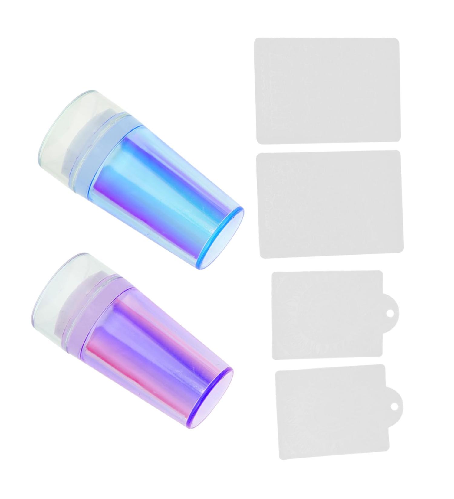 AOKWAWALIY 2 Sets Nail Stamp Nail Kits Girl Nail Art Printing Accessory Nail Art Stencils Nail Accessories Nail Pattern Printing Stamper Silica Gel Scraping Board Fully Transparent 6.5X3X3CM Purple Blue - Buy Online on SooperMarket.com