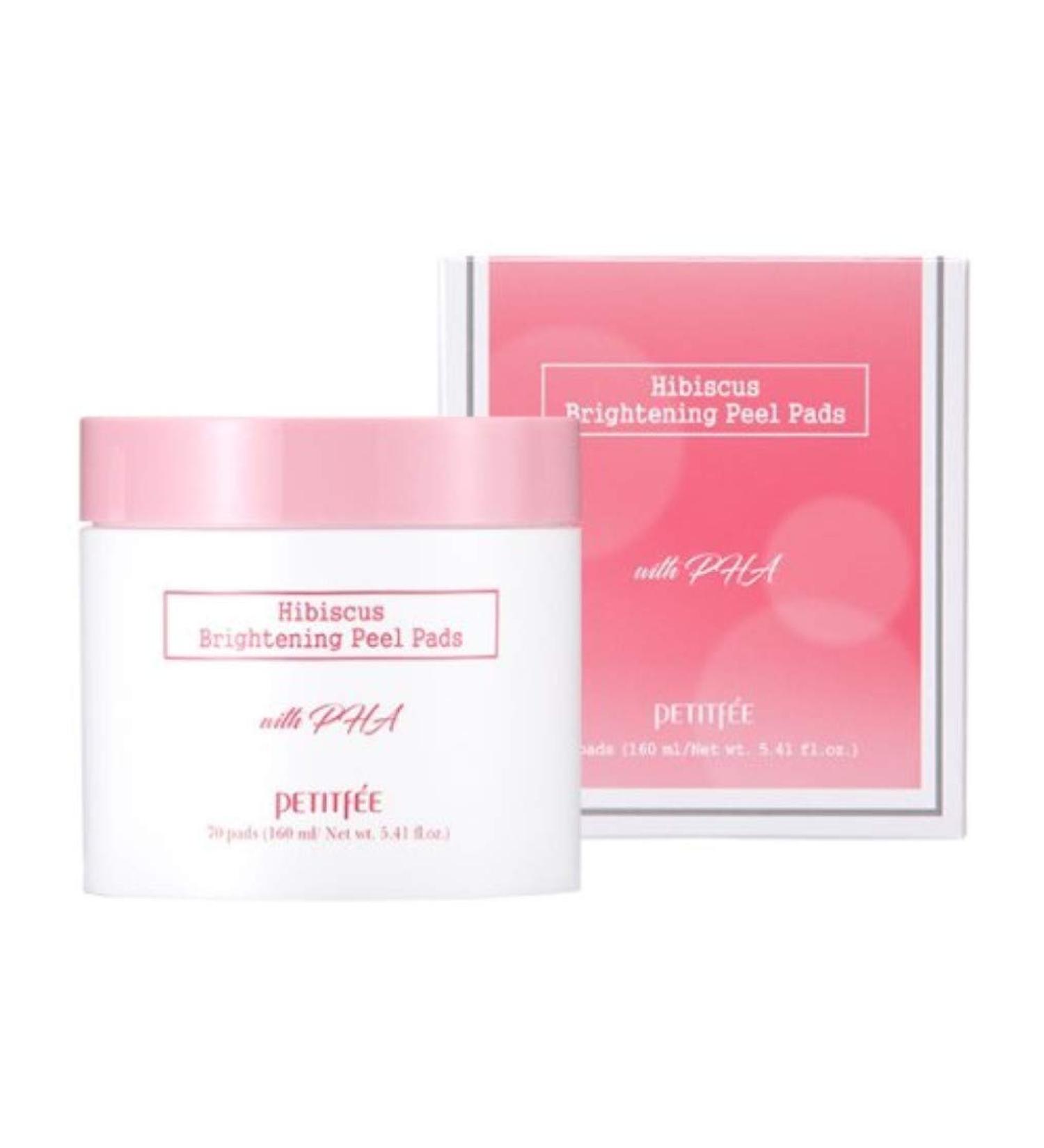 Petitfee Hibiscus Brightening Peel Pads - 70 Count, 5.41 fl. oz (160 ml) for Radiant Skin - Buy Online on SooperMarket.com