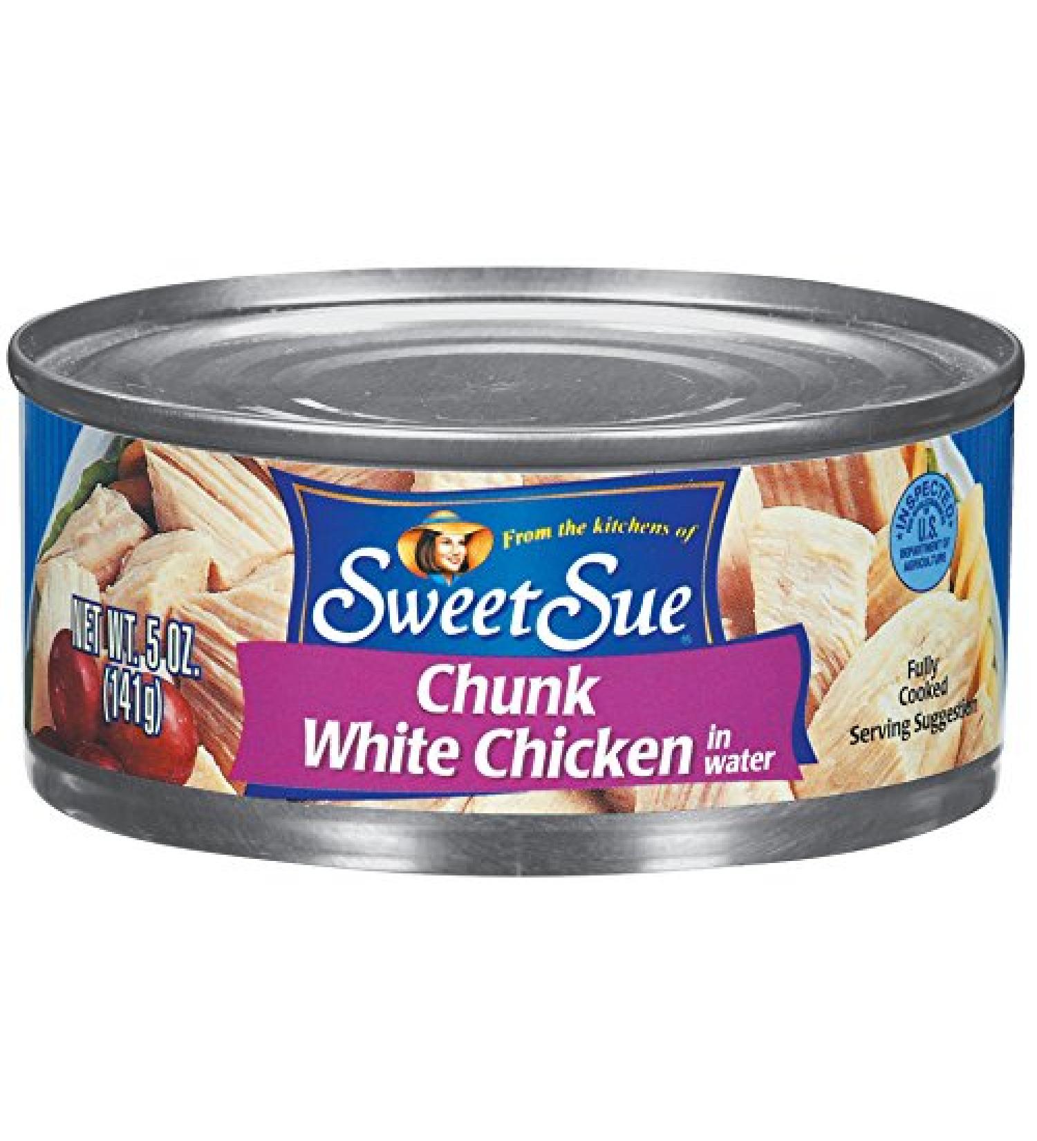 Sweet Sue Chunk White Chicken in Water, 5 oz Can (Pack of 24) - 11g Protein per Serving - Gluten Free, Keto Friendly - Great for Snack, Lunch or Dinner Recipes White Chicken 5 Ounce (Pack of 24)