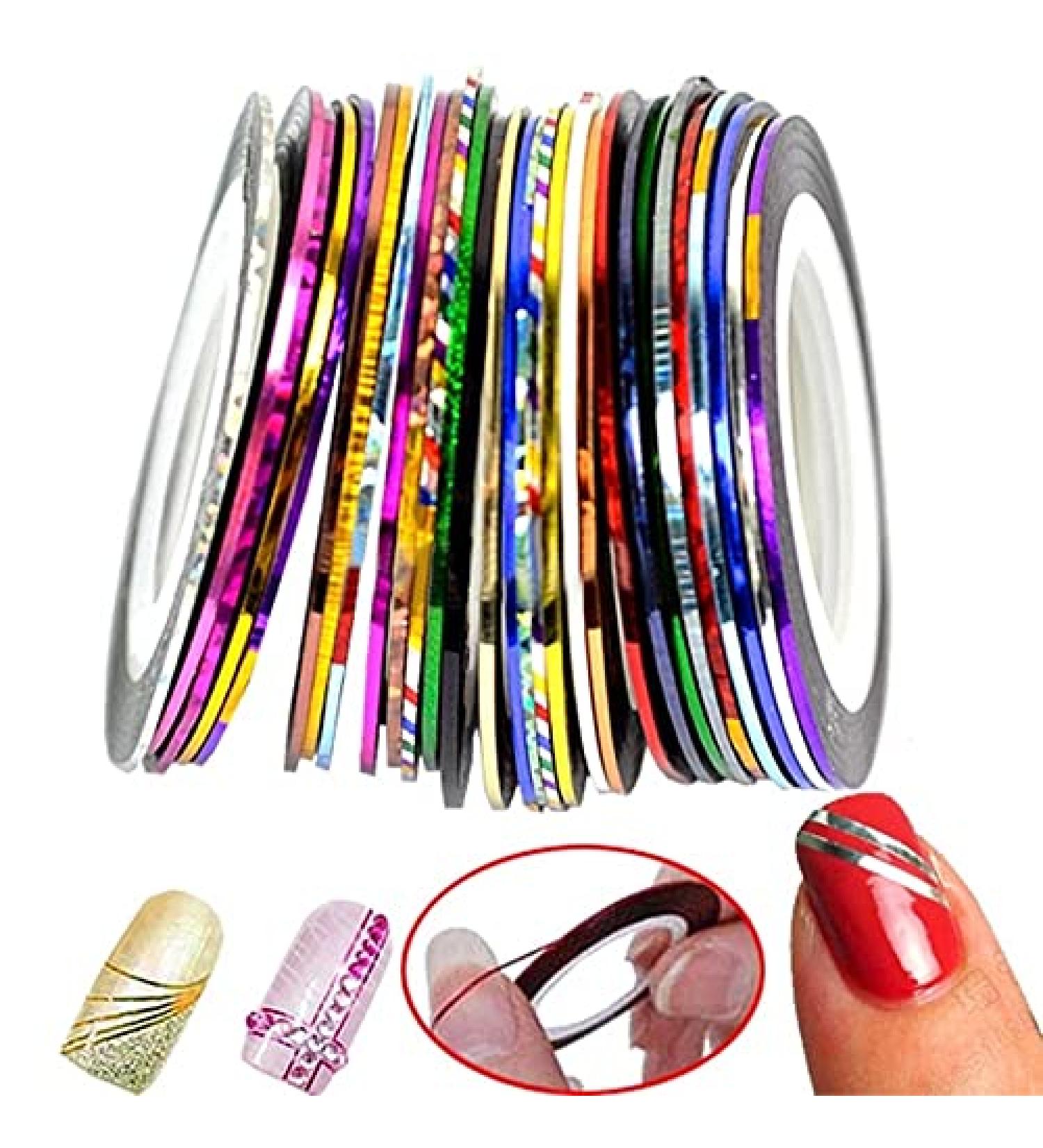 10 Rolls Mixed Colorful Nail Art Striping Tape Lines Width 2mm-Striping Tape for Nail Art-Nail Striping Tape Foil-Nail Striping Tape Thick-Nail Striping Tape with Dispenser-Self-Adhesive DIY Nail Art Tape - Buy Online on SooperMarket.com