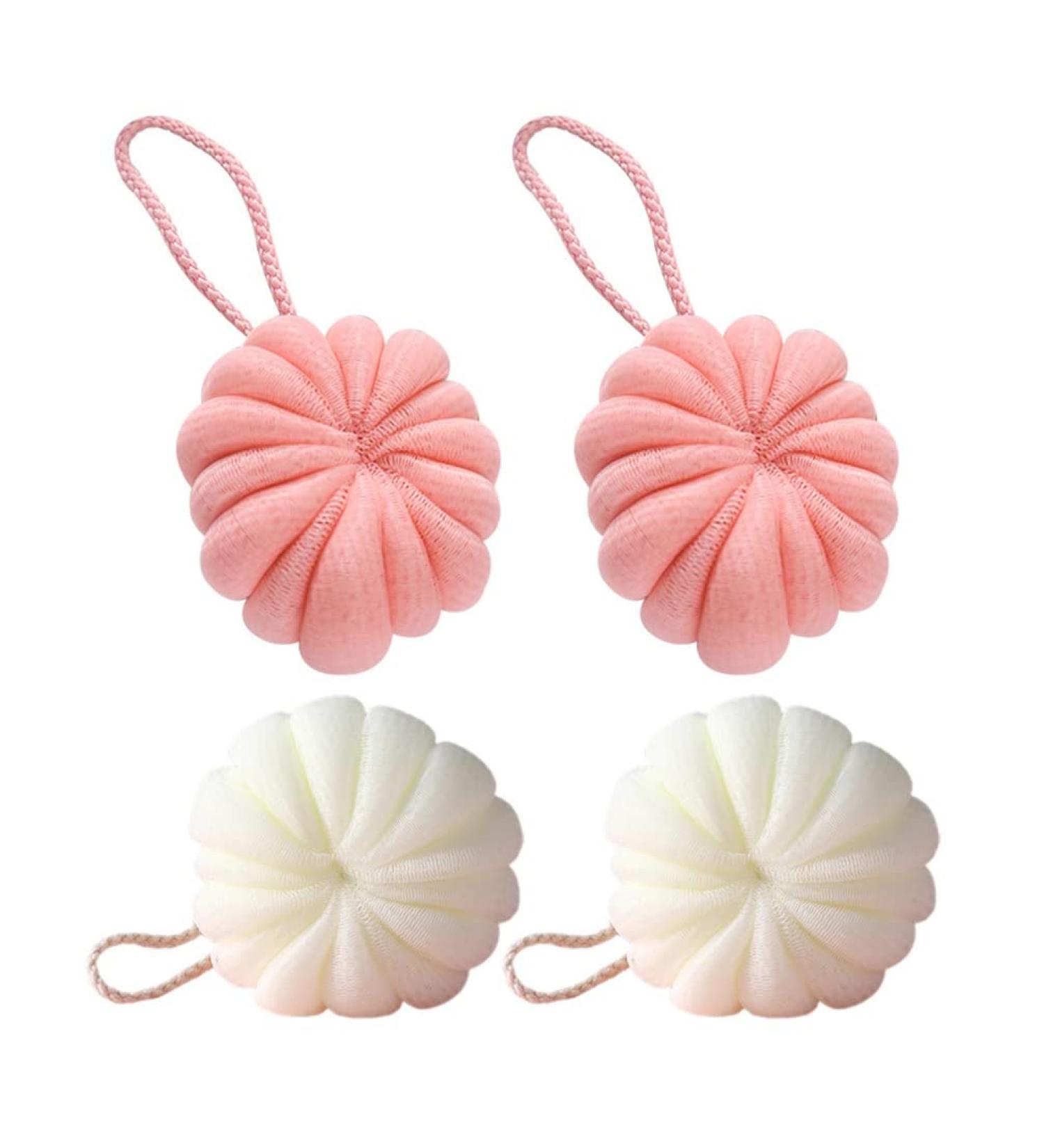OSALADI 4pcs Pumpkin Bath Flowers - Exfoliating Shower Pouf Loofah & Bath Sponge for Toddlers - Portable Bath Ball & Body Scrubber - Buy Online on SooperMarket.com