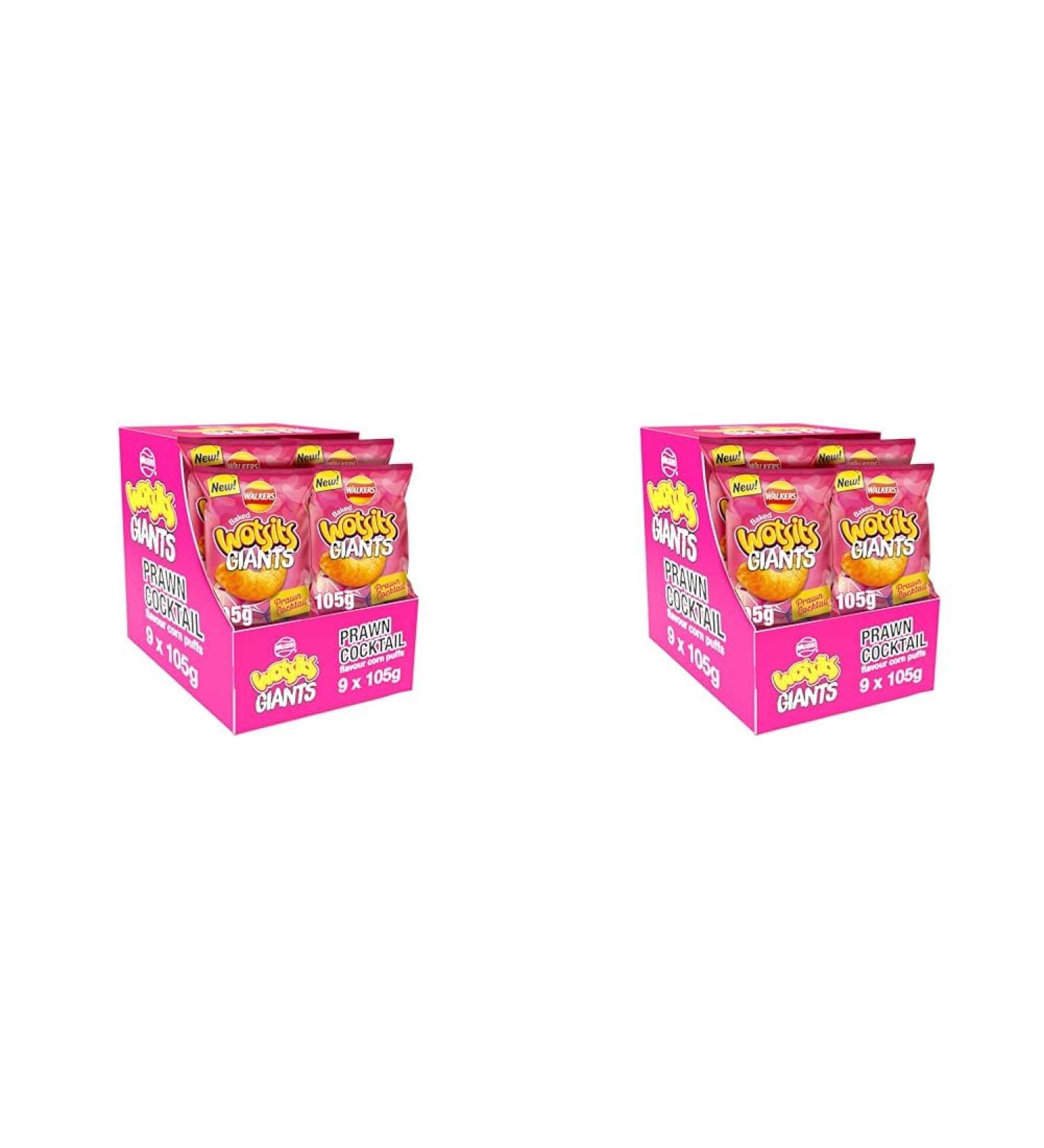Walkers Crisps Wotsits Giants Prawn Cocktail Snacks 105g (Case of 9) (Pack of 2) - Buy Online on SooperMarket.com