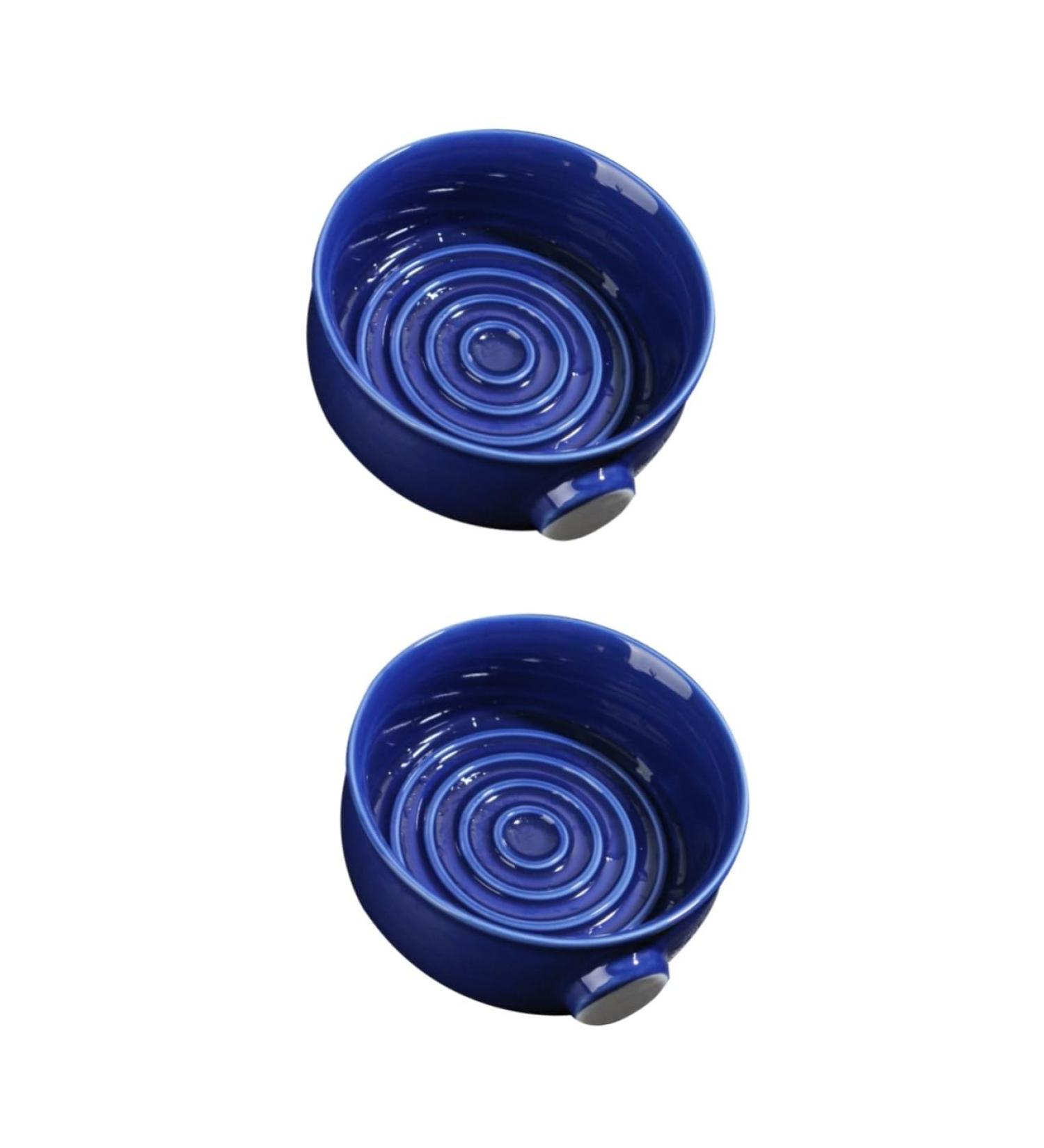 Beavorty Antique Shaving Shell - 2 Pack Ceramic Razor Cup for Shaving Brush & Foam - 11.5x11.5cm - Blue - Buy Online on SooperMarket.com