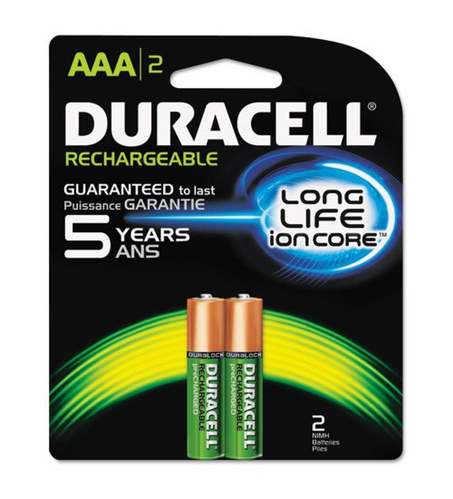 Duracell - Rechargeable NiMH Batteries with Duralock Power Preserve Technology AAA 2/Pk NLAAA2BCD (DMi PK