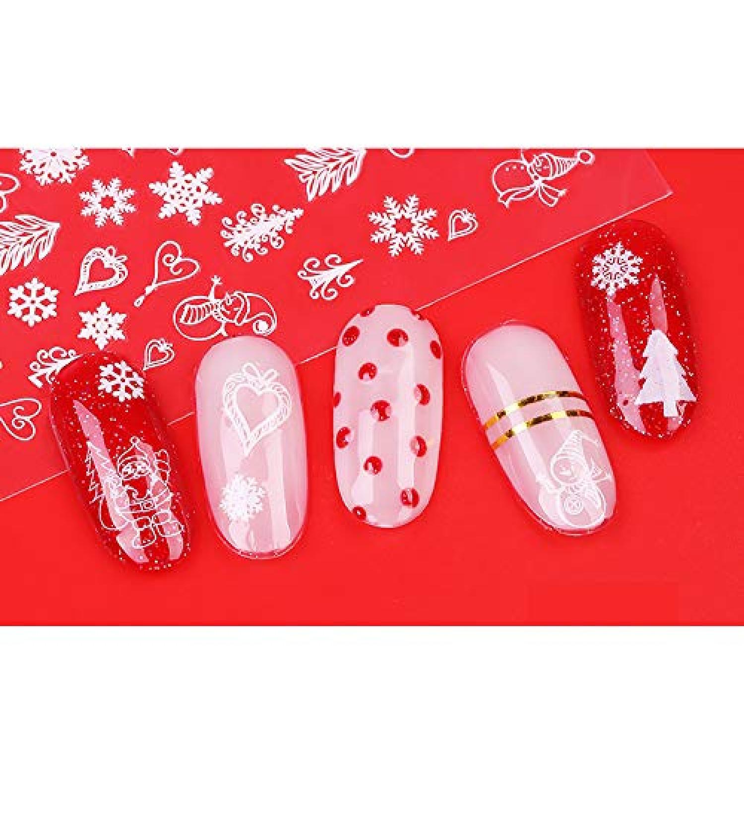 Brishow Christmas Nail Stickers 8 Sheets Nail Polish Stickers Self-Adhesive Elk Snow Nail Art Decals Full Wraps Nail Art Designs for Women Girls - Buy Online on SooperMarket.com