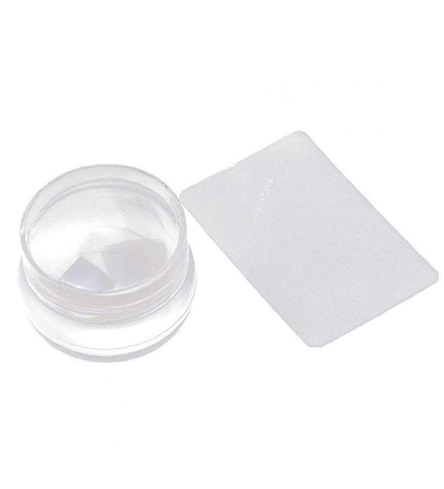 Clear Jelly Nail Art Stamper and Scraper Transparent Silicone Nail Art Stamping Template with Cap Manicure Nail Care Tool-1set - Buy Online on SooperMarket.com
