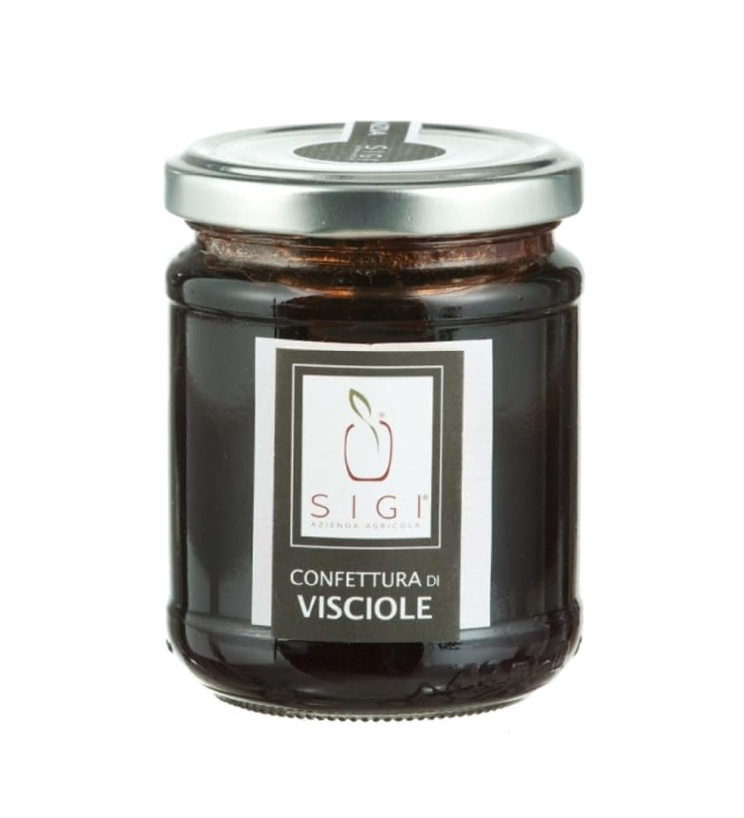 SIGI Azienda Agricola SOUR CHERRY Jam | Free of Food Dyes Preservatives and Additives | 100% Artisanal and Natural | Handmade and Made in Italy | Jar 110gr.
