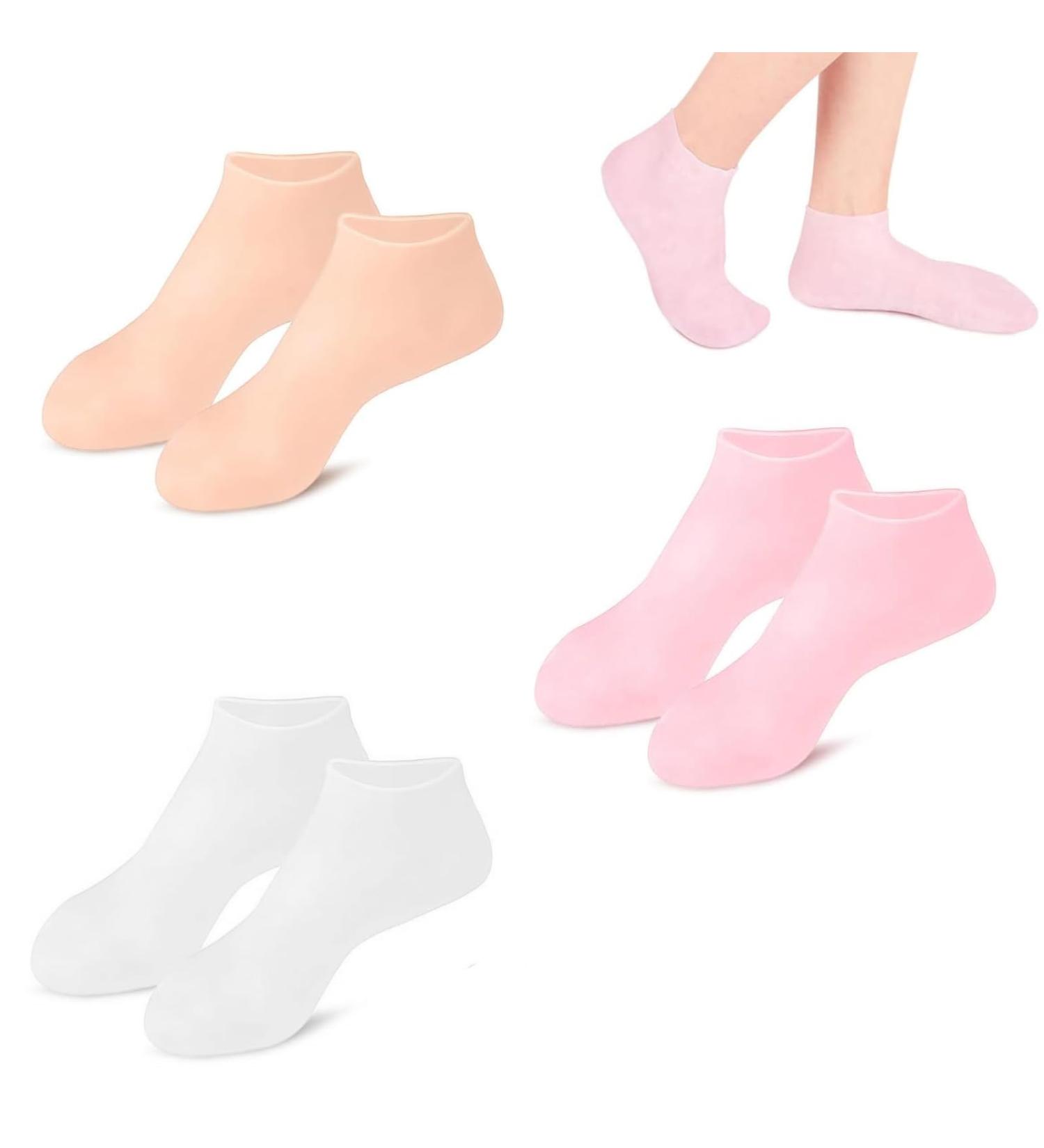 Exin Dehcen Silicone Moisturizing Socks for Women - 3 Pairs Anti-Slip Spa-Gel Foot Care for Dry Cracked Feet - Buy Online on SooperMarket.com