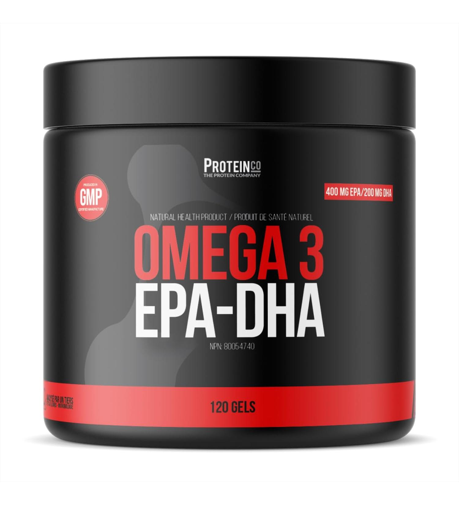 ProteinCo | Omega 3 | EPA 400mg DHA 200mg | 1000mg Highly Concentrated Fish Oil (120 gels) - Buy Online on SooperMarket.com