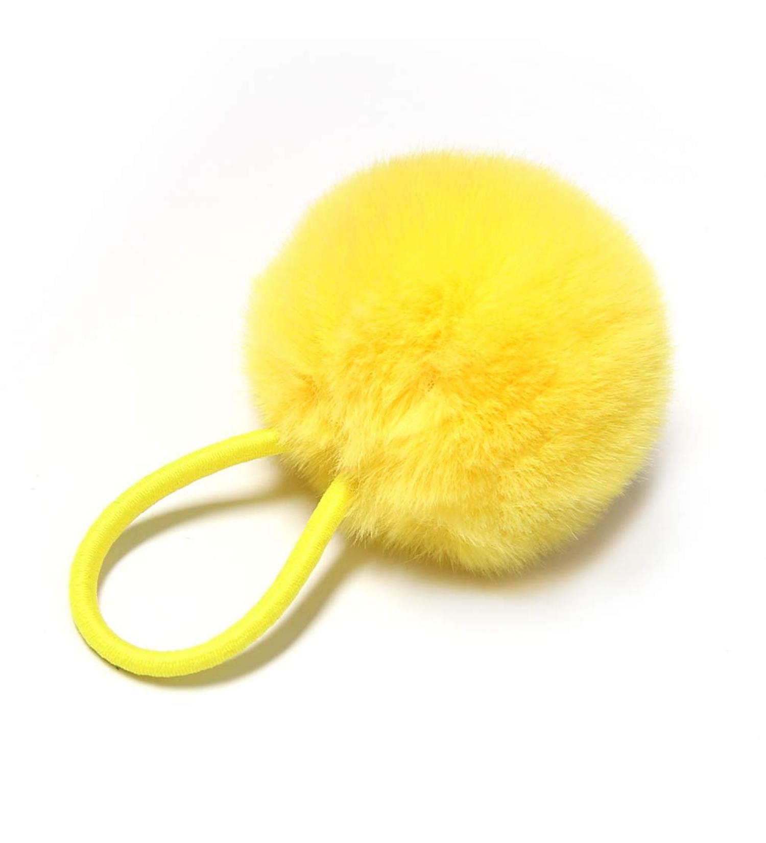 SUSULU Faux Rabbit Fur Pompom Hair Ties - 12pcs Yellow Scrunchies for Women - Buy Online on SooperMarket.com