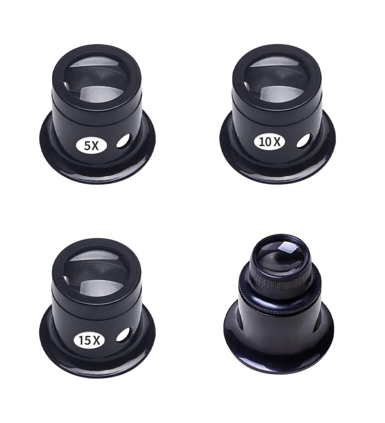 Jewelers Loupe Eye Loupe Jeweler Magnifying Glass Set 5X 10X 15X 20X Magnification for Eye Magnifier Lens Repair - Buy Online on SooperMarket.com