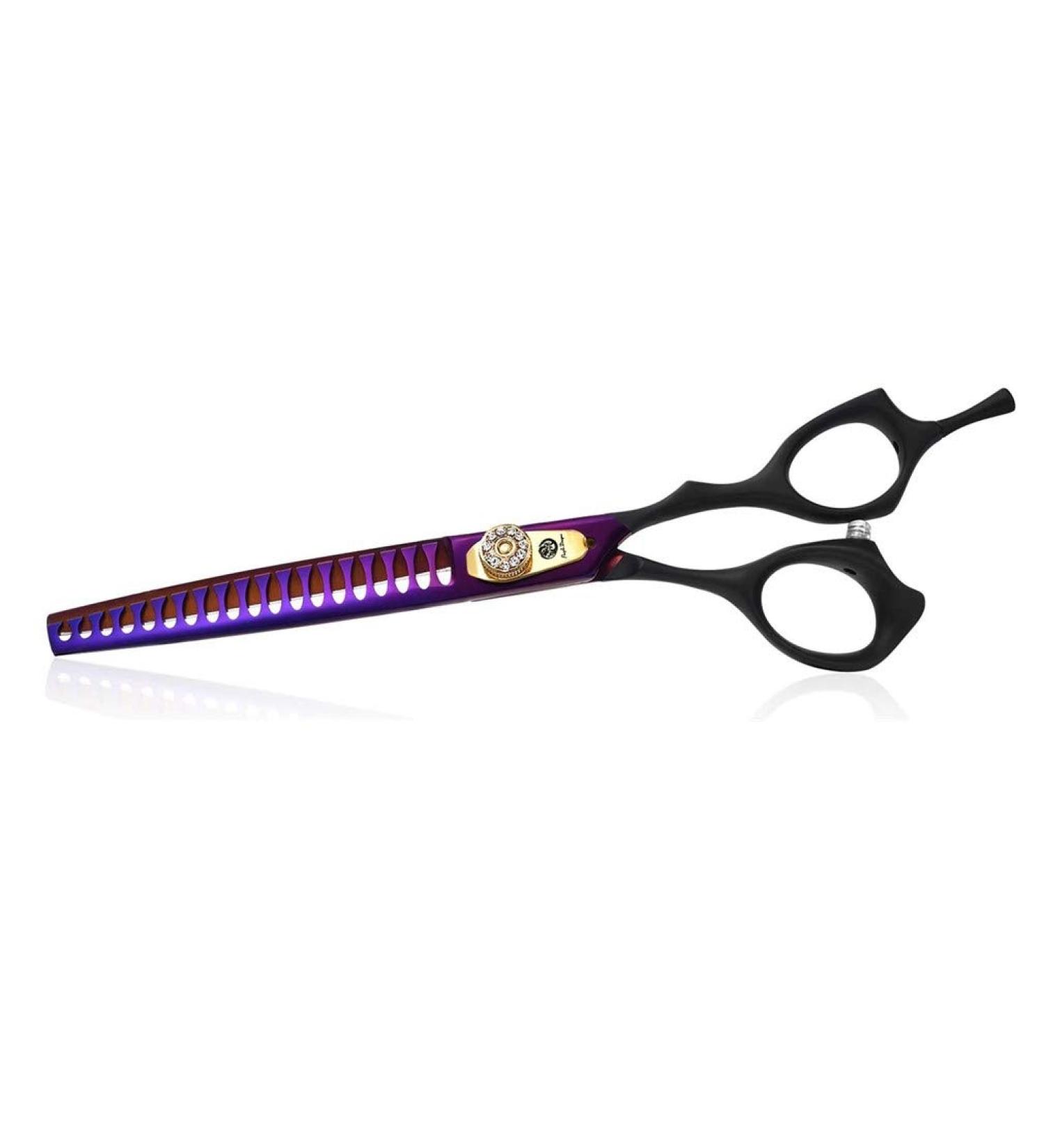 Professional Purple Dragon Pet Grooming Scissor Set - Japan 440C Stainless Steel Chunker Shear for Pet Groomers and DIY - 7.0/8.0 inch Hair Cutting Scissor + 6.75/8.0 inch Dog Shear - Buy Online on SooperMarket.com