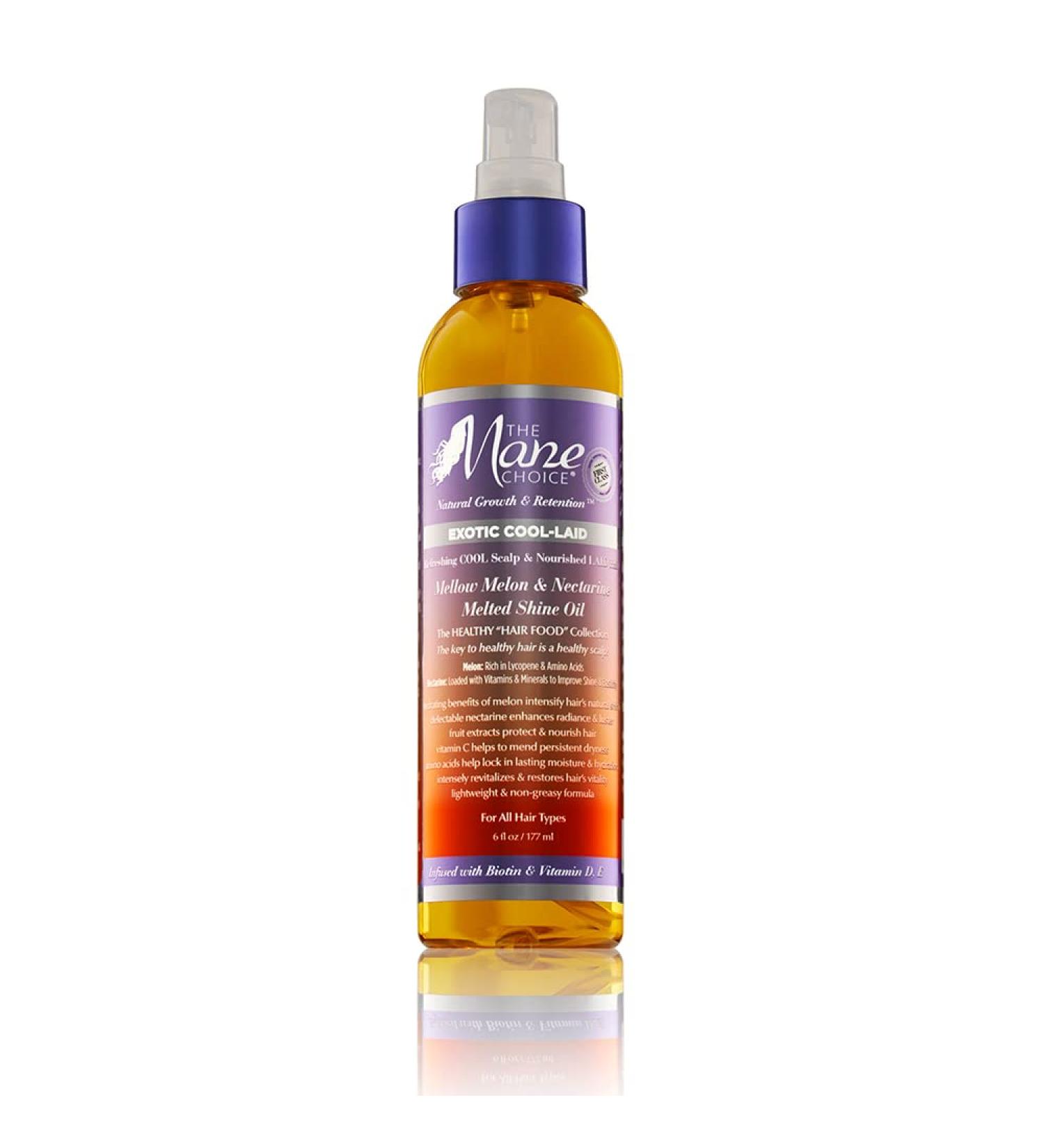 THE MANE CHOICE - Exotic Cool-Laid Mellow Melon and Nectarine Fruit Extract Infused Melted Shine Oil ( 6 Ounces / 177 Milliliters )