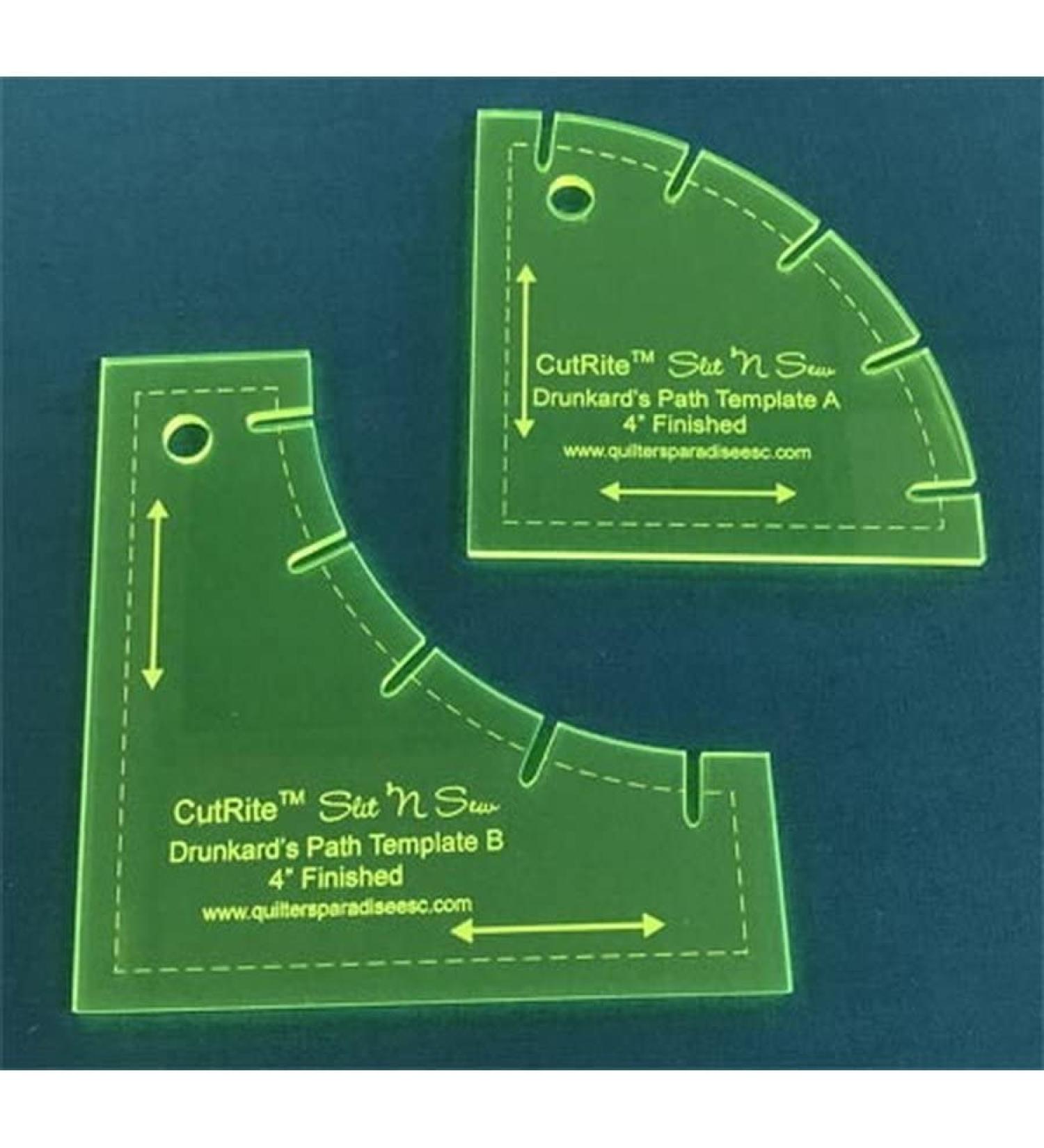 Quilter's Paradise CutRite- Slit n Sew Template Drunkards Path 4" Finished