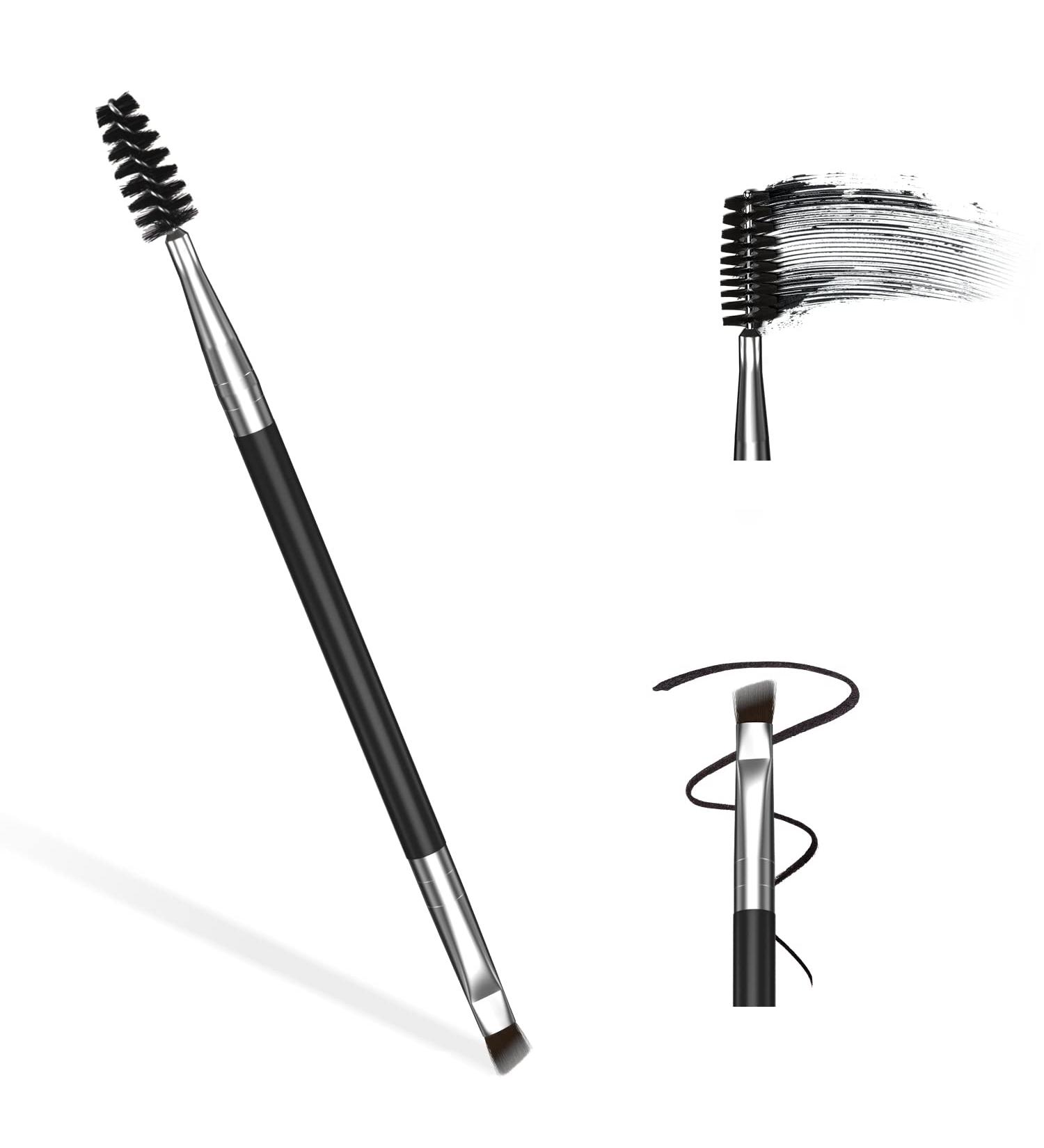 FENVIRN Double-Head Angled Eyebrow & Eyelash Brush  Dual-Ended Eyelash Brush  Professional Eyelash Spoolie Brush for Eye Makeup  Easy to Use Pattern B