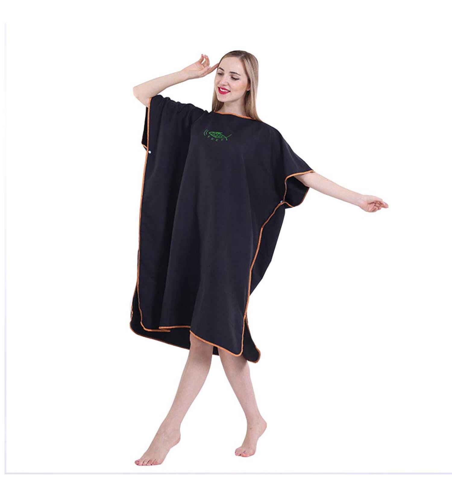 Ultra-Eco Beach & Surf Poncho Towel - Quick-Dry Bathrobe for Men & Women | 90x110cm Black - Buy Online on SooperMarket.com