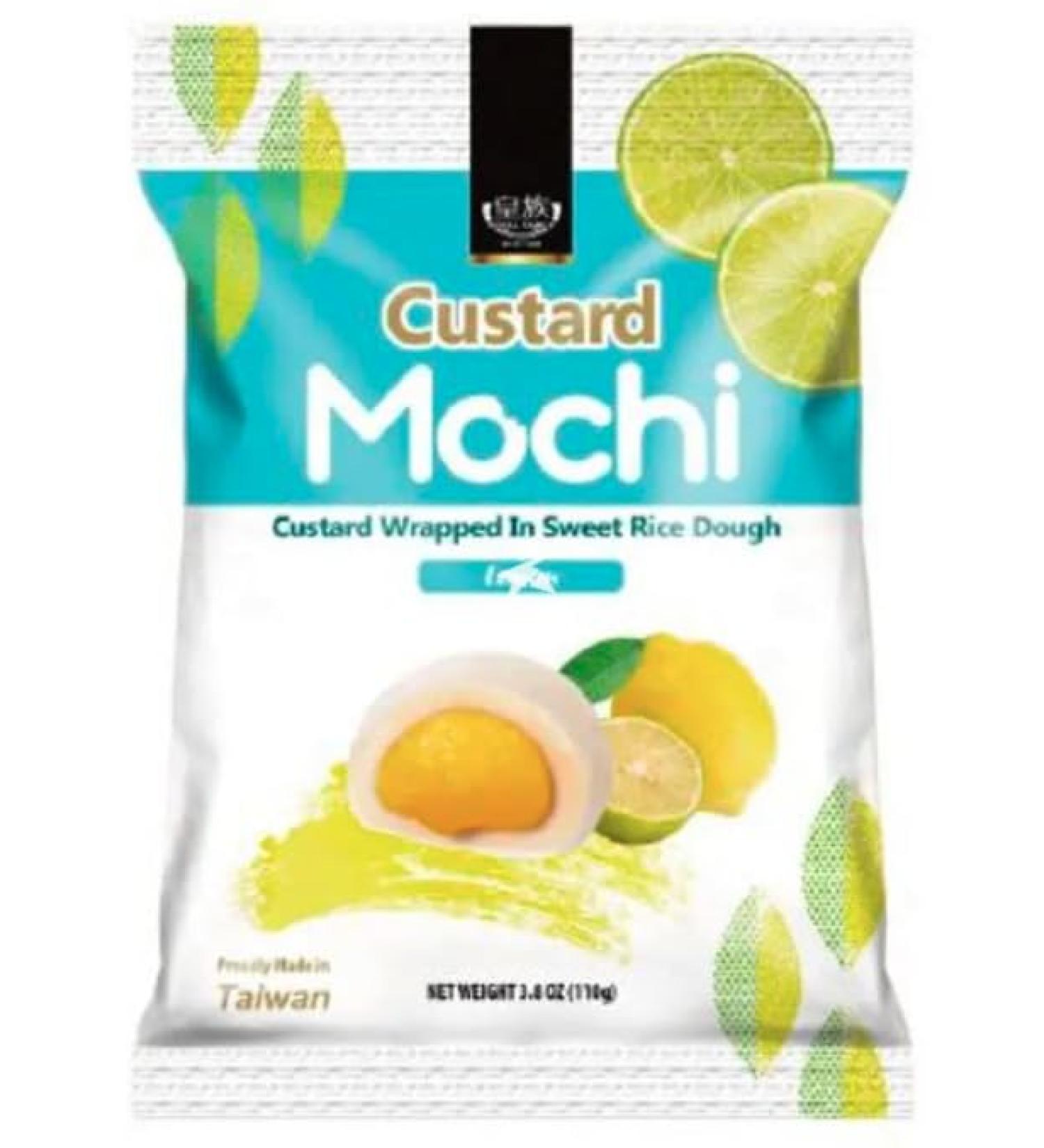 Royal Family Japanese style Custard Mochi Sweet Rice Cake Dessert Snacks - Lemon Flavour 110g HALAL - Buy Online on SooperMarket.com