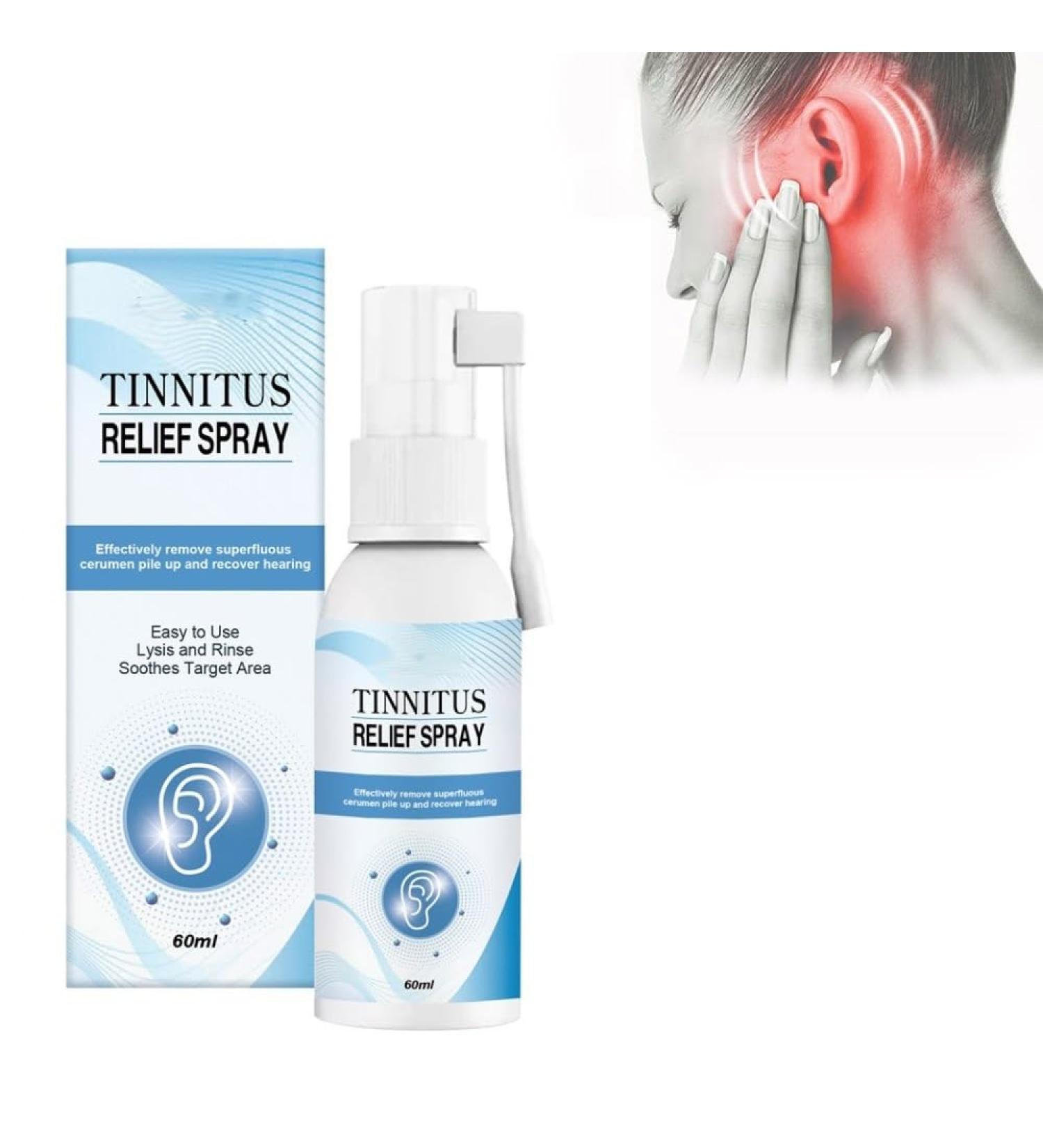 Tinnitus Relief Spray 60ml Anti Tinnitus Spray Earwax Cleaning Care Spray for Relieves Tinnitus Ear Back Ear Discomfort - Buy Online on SooperMarket.com