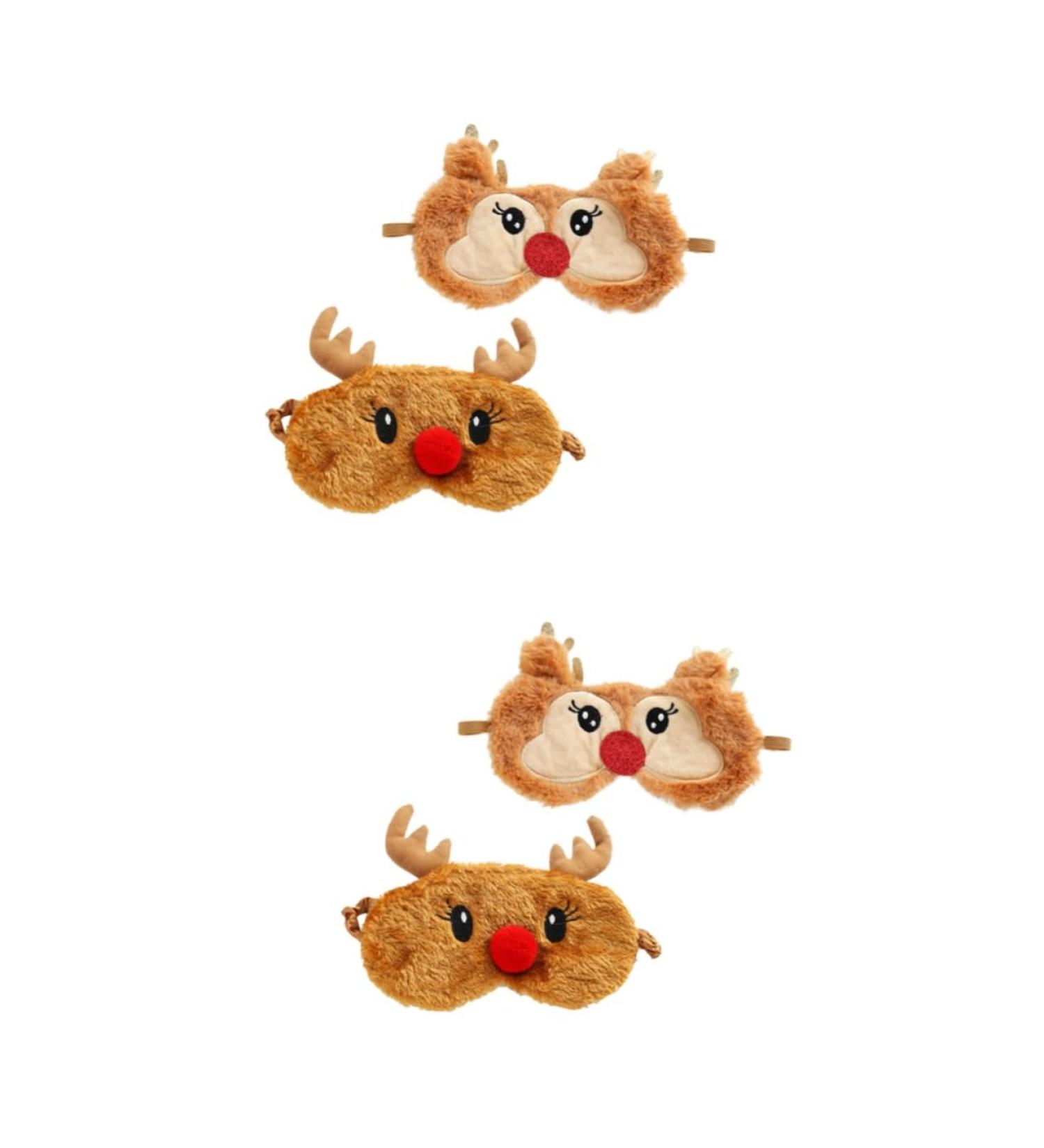 Shop NOLITOY 4 Pcs Animal Eye Masks | Plush Rudolph Eye Cover for Travel & Sleep | Soft Blindfolds for Comfort & Style - Buy Online on SooperMarket.com
