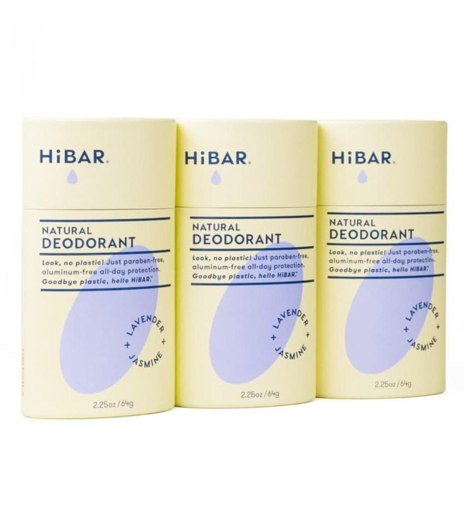 HiBAR - Lavender & Jasmine Plastic Free Deodorant - Natural Deodorant - All-Day Protection - With Sunflower Seed Wax Rice Bran & Shea Butter - Plastic Paraben & Aluminum-Free - Vegan - 3 Pack 3-Pack Lavender & Jasmine - Buy Online on SooperMarket.com