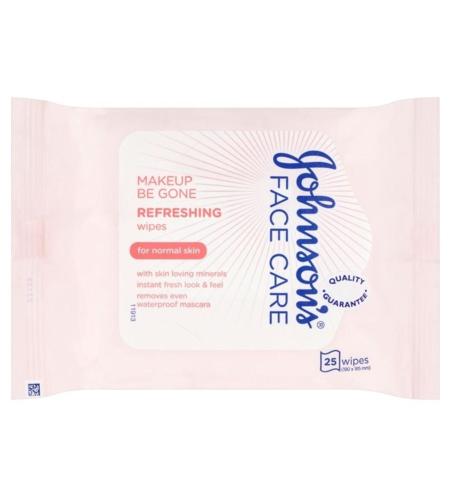 Johnson's Face Care Daily Essentials Refreshing Facial Cleansing Wipes Normal Skin (25) - Pack of 2