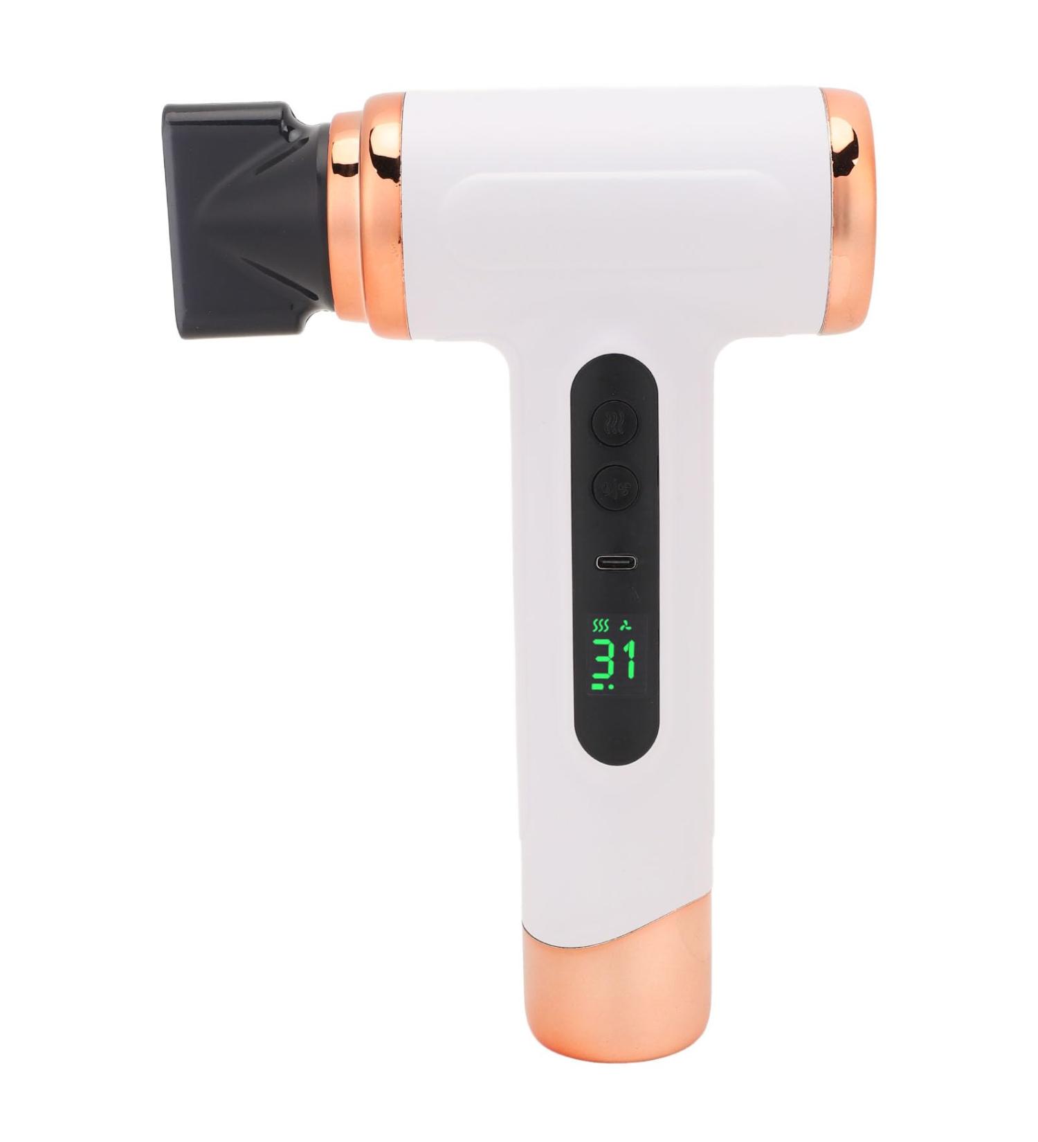 Hair Dryer 200W Cordless Blow Dryer for Fast Drying 15000mAh USB Rechargeable Blow Dryer with Nozzle Cold Hot Wind Speed Adjustment Hair Care Dryer for All Hair Types (White) - Buy Online on SooperMarket.com