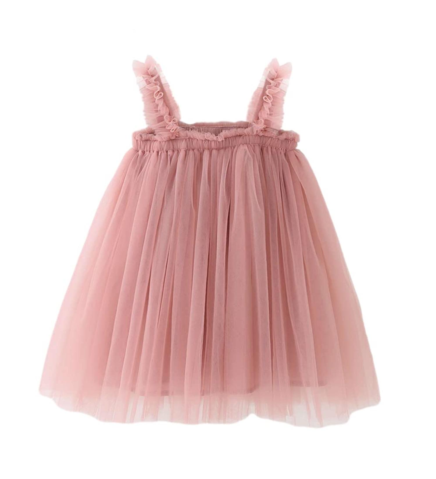 PythJooh Baby Girl Tulle Dress with Butterfly Wings Tutu | Sleeveless Princess Dress for Toddlers | Daisy Stars Sundress for 0-4 Years | 2-3 Years, Dusty Pink - Buy Online on SooperMarket.com