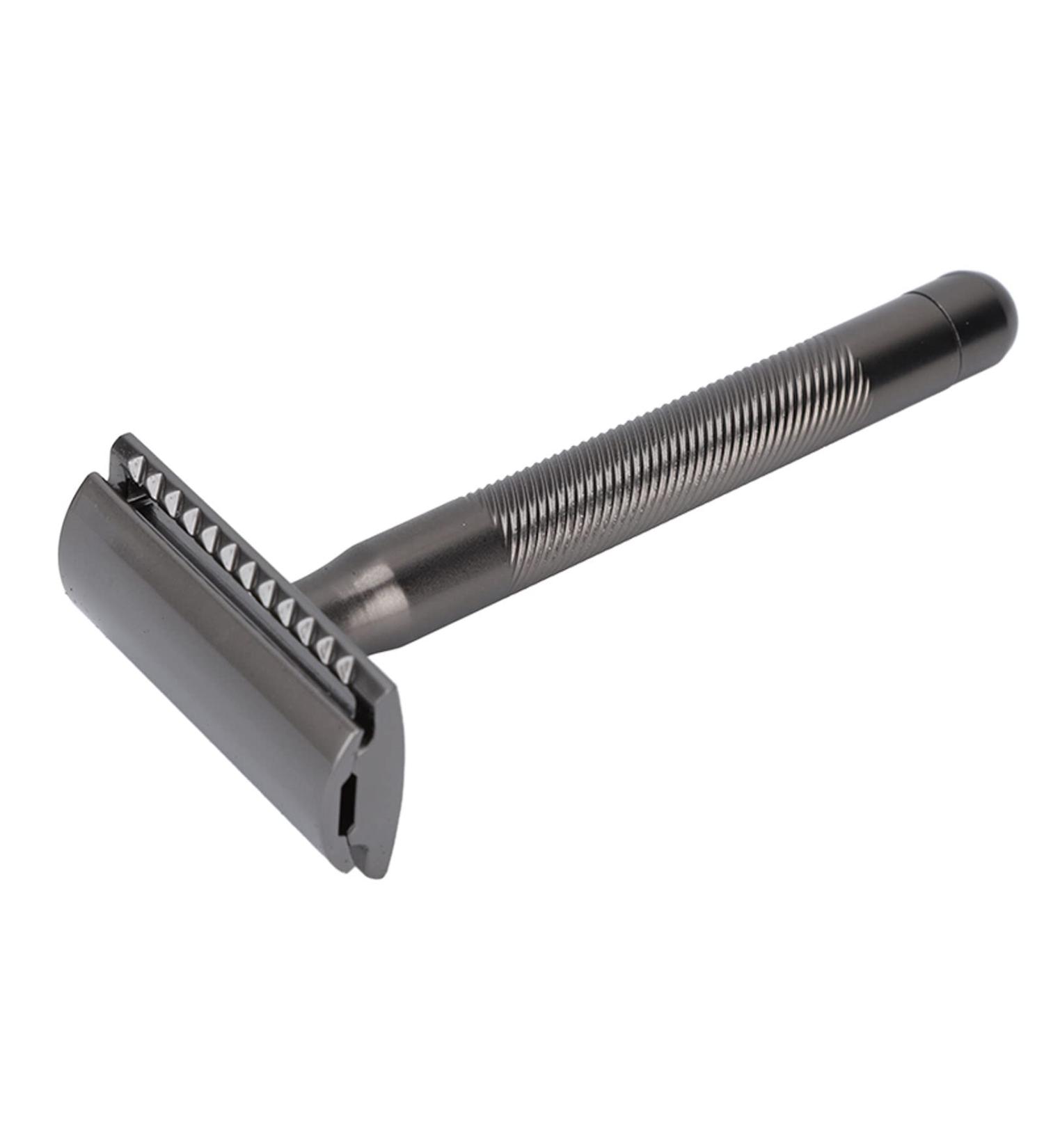 Double Edge Safety Razor for Men - Portable Zinc Alloy Brass Handle Shaving Razor | Perfect Birthday Gift | Home Salon Essential (Black) - Buy Online on SooperMarket.com
