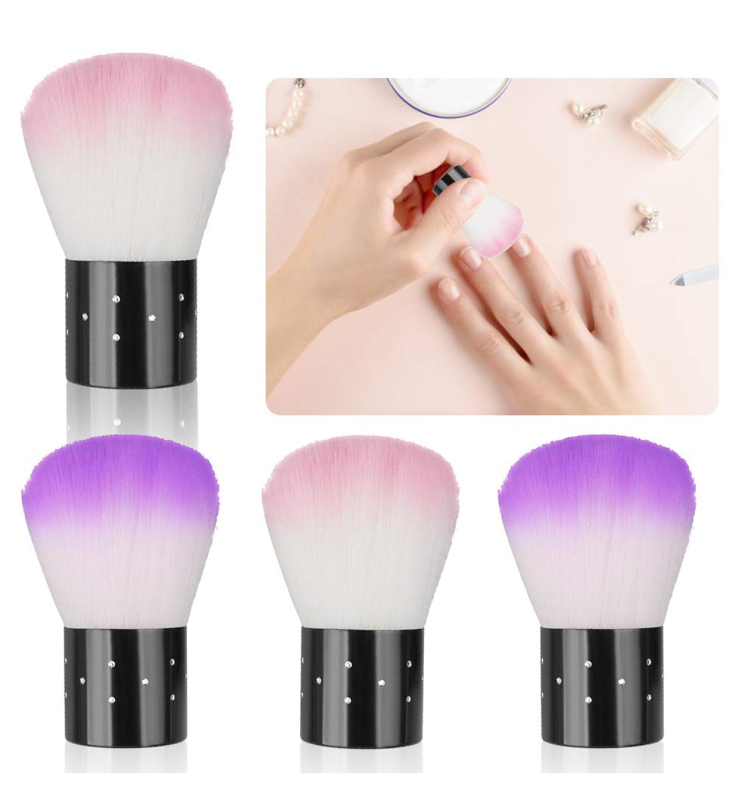 Pack of 4 Soft Nail Brushes for Makeup & Nail Art - Multifunctional Purple & Rose | International Shipping - Buy Online on SooperMarket.com