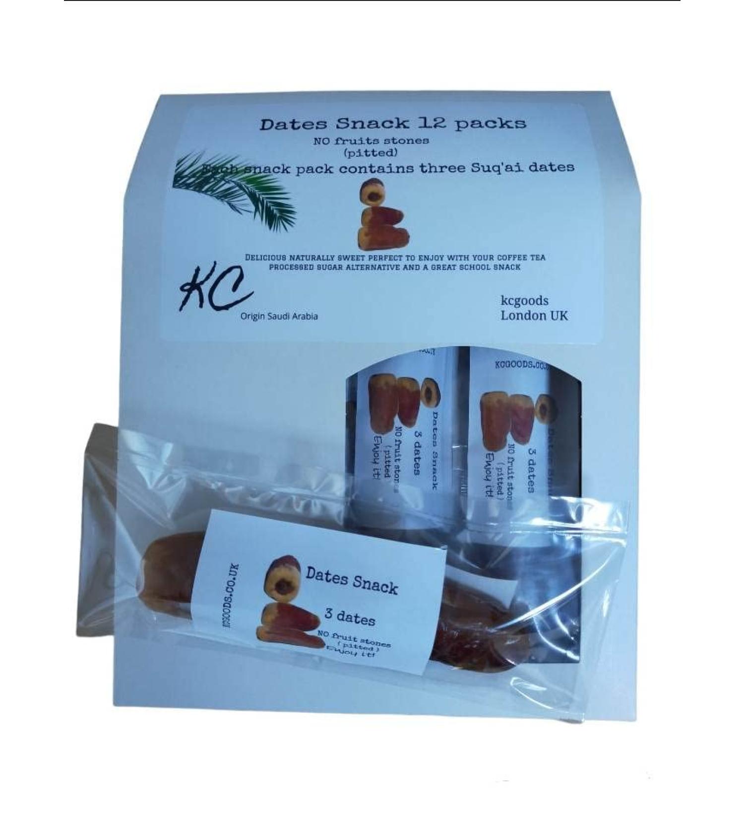 Dates Snack Box 12pcs no Fruits Stones ( pitted) Three Dates per Snack Pack - Buy Online on SooperMarket.com