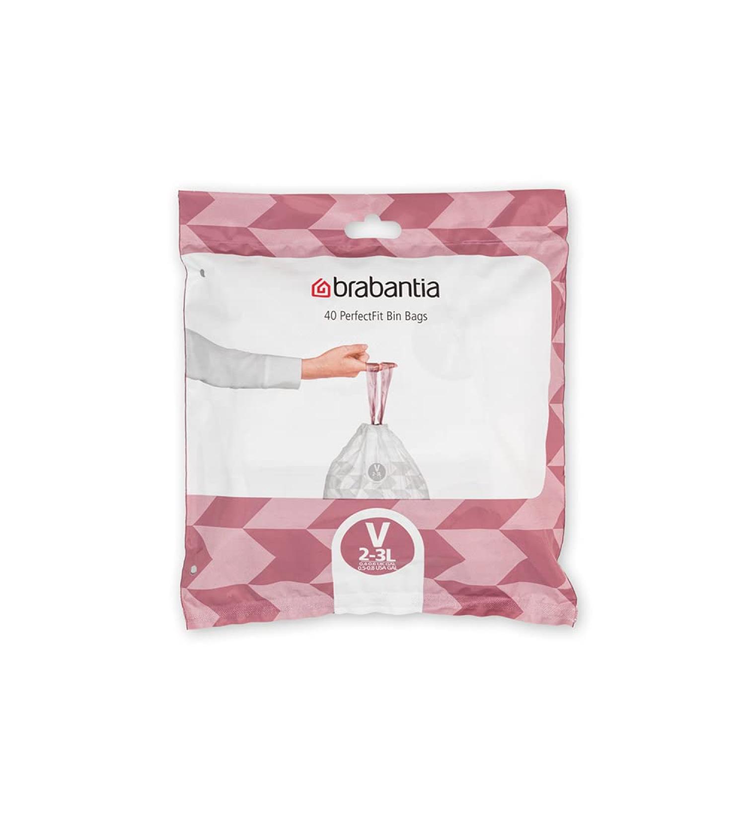Brabantia Perfectfit Donation Pack - Extra Strong White Garbage Bags (Code V) - 40 Bags (2L/3L) - International Shipping Available - Buy Online on SooperMarket.com