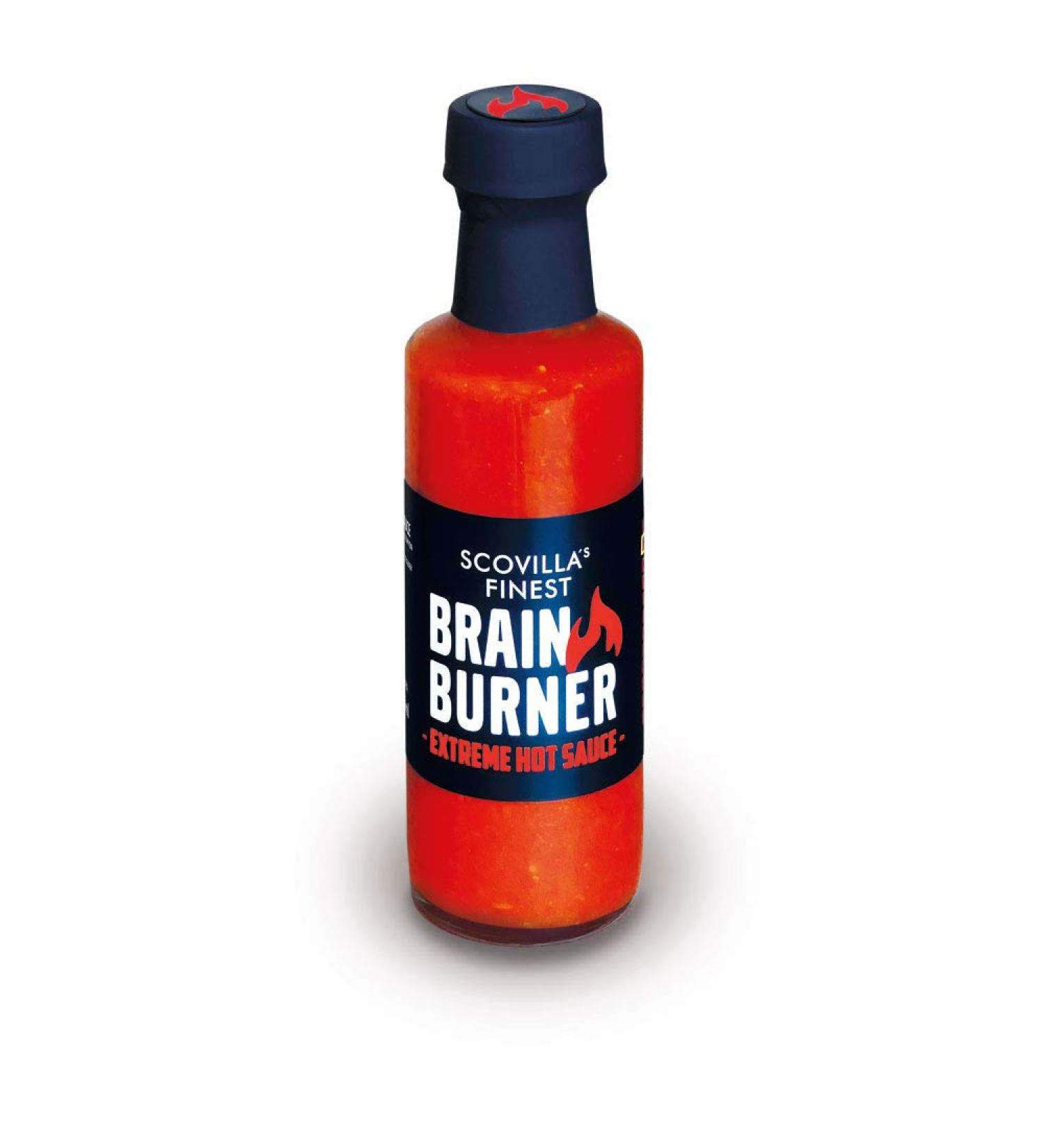 Scovilla's Finest Brain Burner 100ml - Extremely Hot Chili Sauce with Trinidad Scorpion & Carolina Reaper | International Shipping - Buy Online on SooperMarket.com