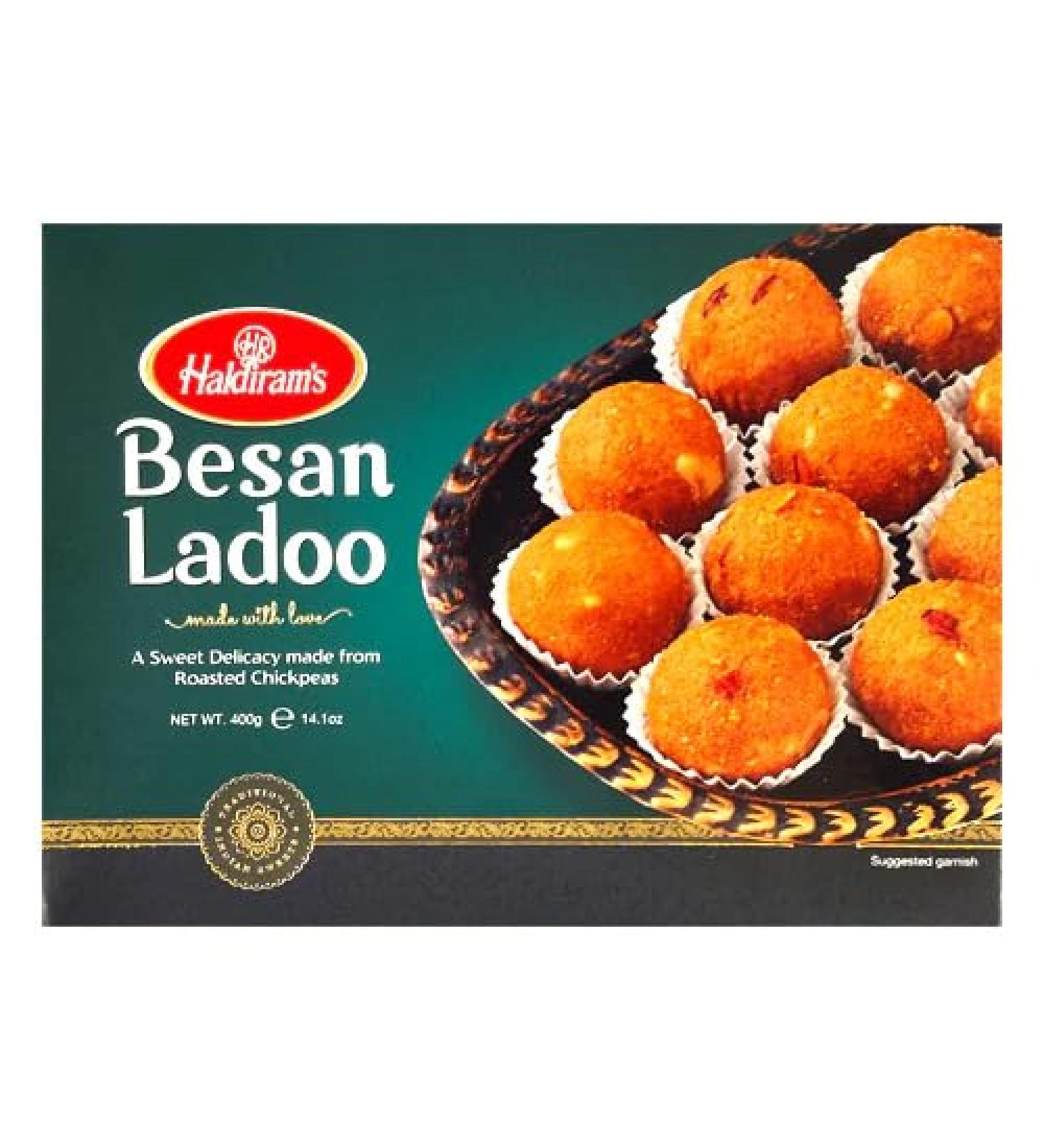 Haldiram s Besan Ladoo | 400g (Pack of 6) | Popular Indian Sweets on Every Occasions Rich Flavour | Dessert | Sweet Gifts | Festival Special | Diwali Celebrations - Buy Online on SooperMarket.com