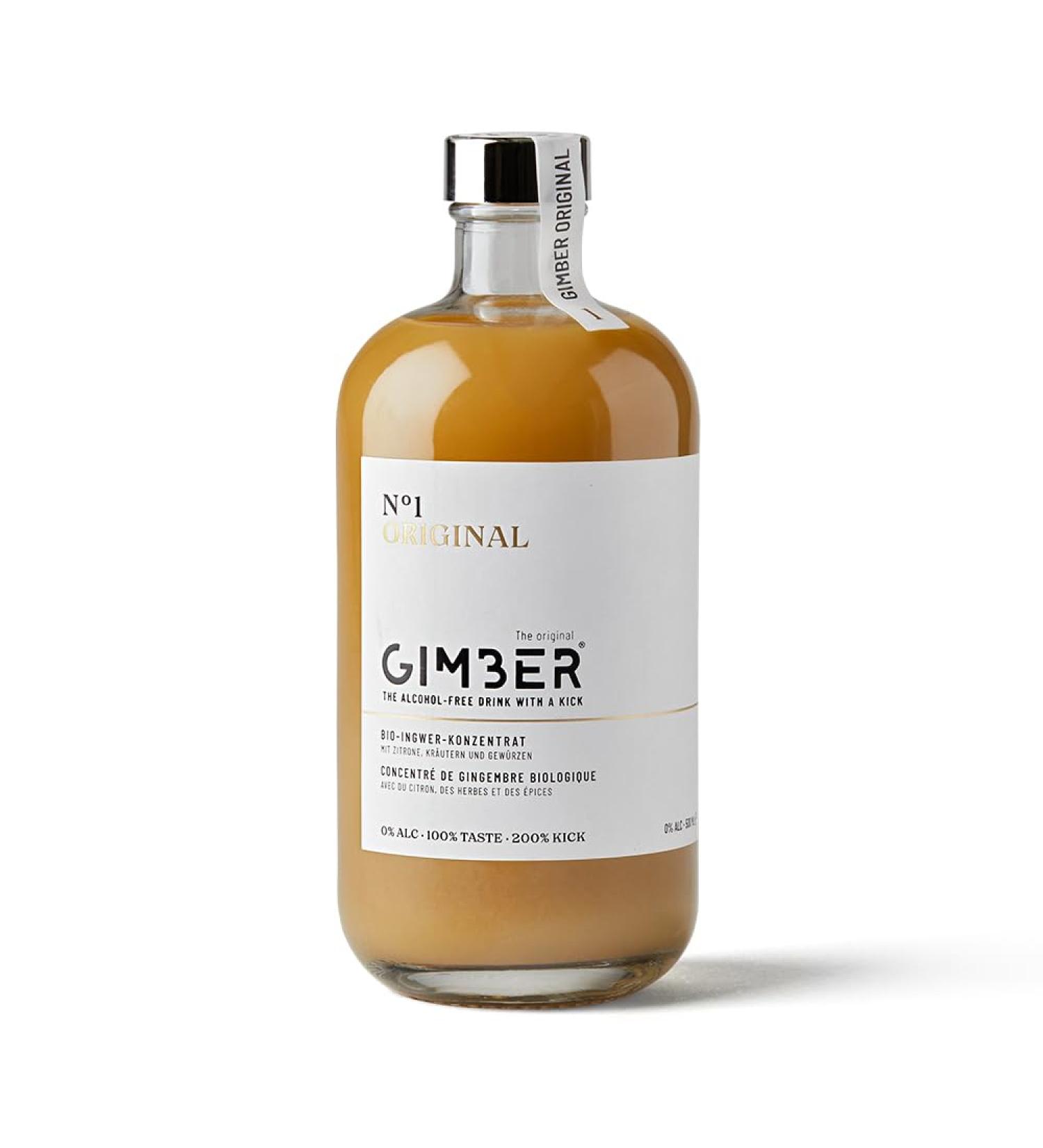 GIMBER Organic Ginger Concentrate 500 ml | Alcohol-Free Organic Drink Made from Ginger Lemon and Herbs | Premium Ginger Essence - Buy Online on SooperMarket.com