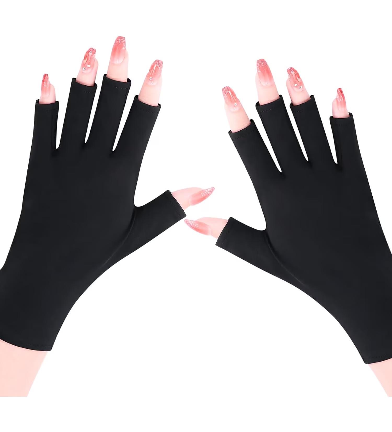 Subay UV Gloves for Gel Nails - Professional UPF50+ Anti-UV Fingerless Gloves in Black - Buy Online on SooperMarket.com