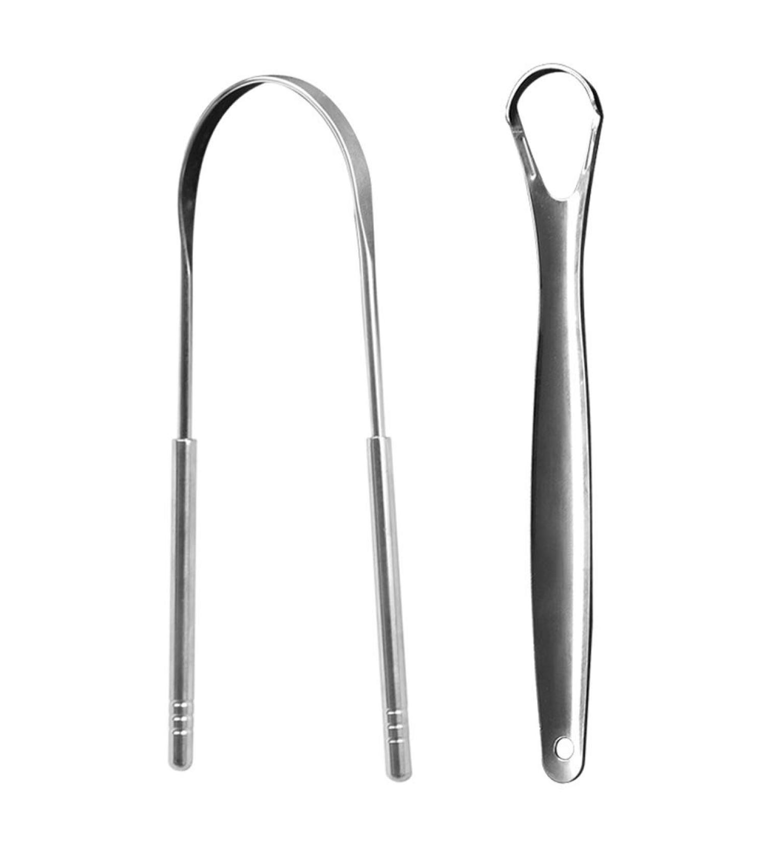 2 Pcs Stainless Steel Tongue Scrapers with Non-Slip Handle and Storage Case - Buy Online on SooperMarket.com