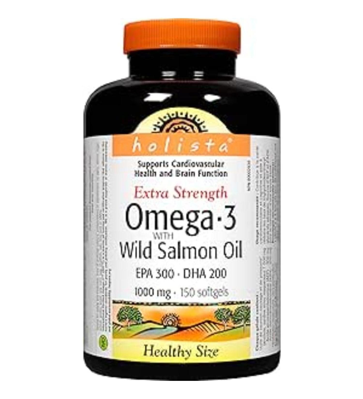 Holista Omega-3 Fish Oil 1 000 mg Extra Strength with Wild Salmon Oil 150 Softgels Supports Heart Brain and Joint Health - Buy Online on SooperMarket.com