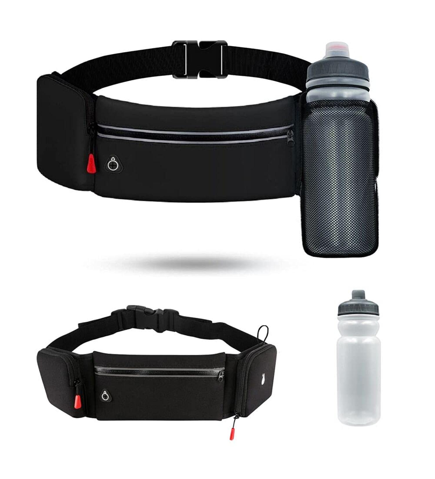 Hydration Running Belt Bag with Adjustable Water Resistant Phone Holder - Includes 20oz Foldable Bottle - For Men and Women - Buy Online on SooperMarket.com